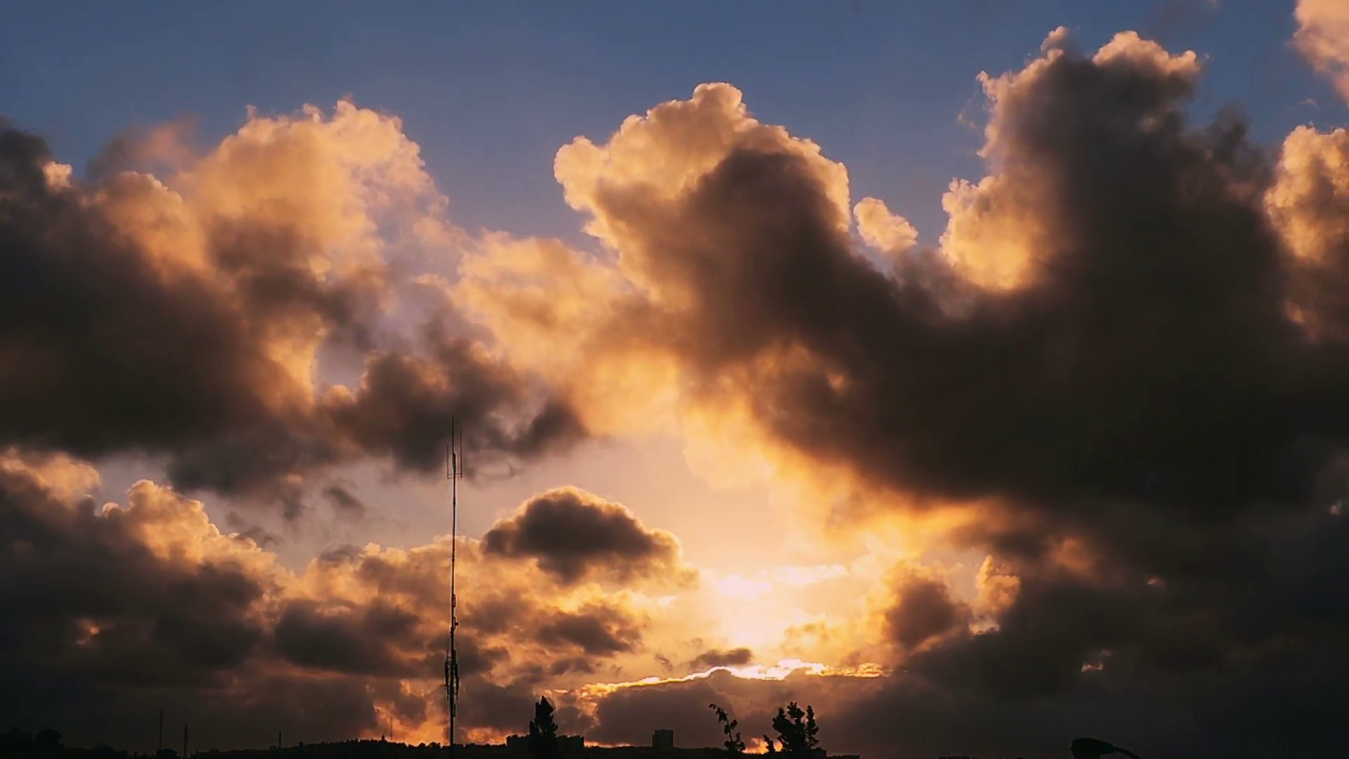Sunset in Jerusalem; thick clouds passing by - time lapse Stock ...