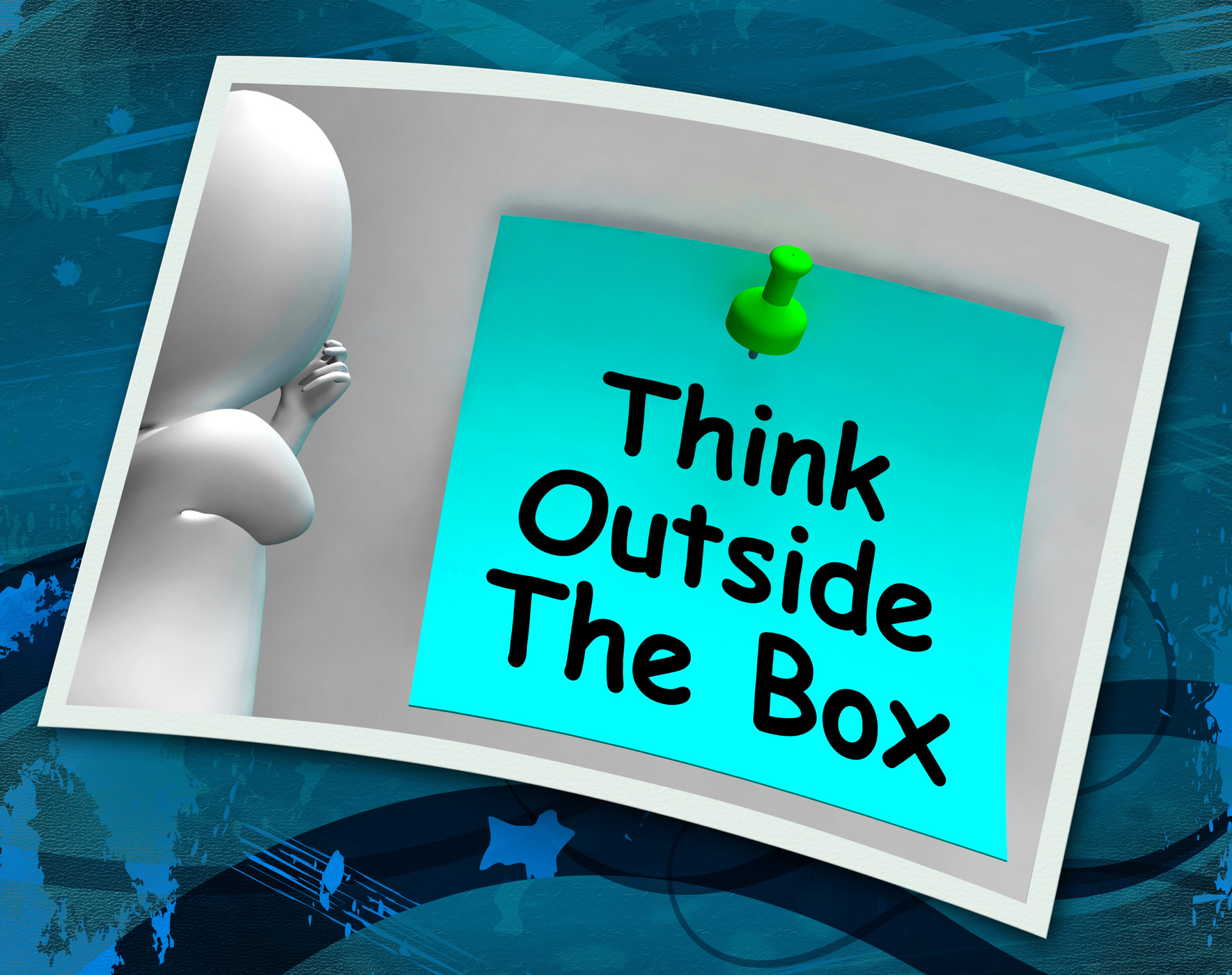 Think outside the box photo means different unconventional thinking