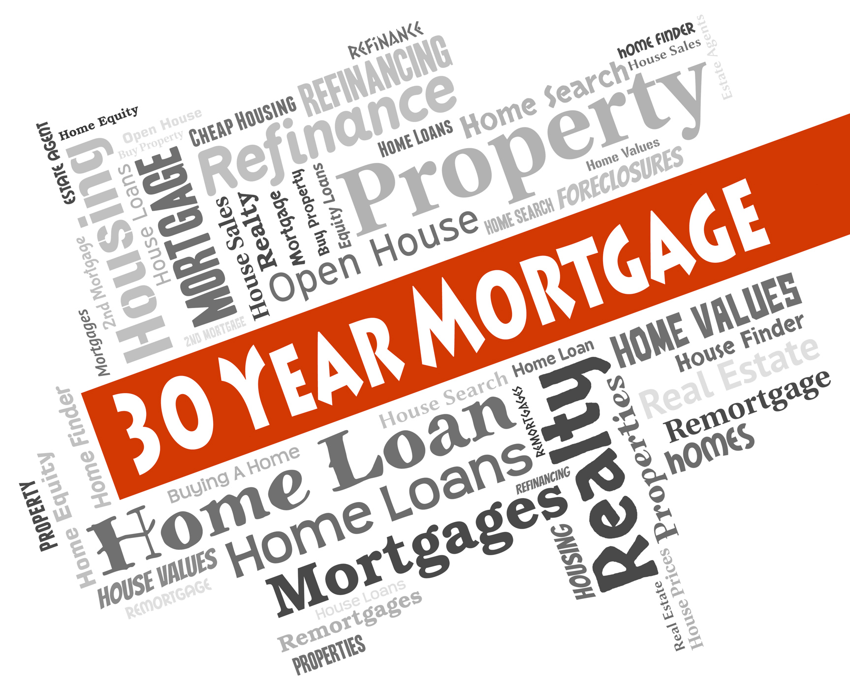 Thirty Year Mortgage Represents Real Estate And Borrowing, Borrow, Loan, Residential, Residence, HQ Photo