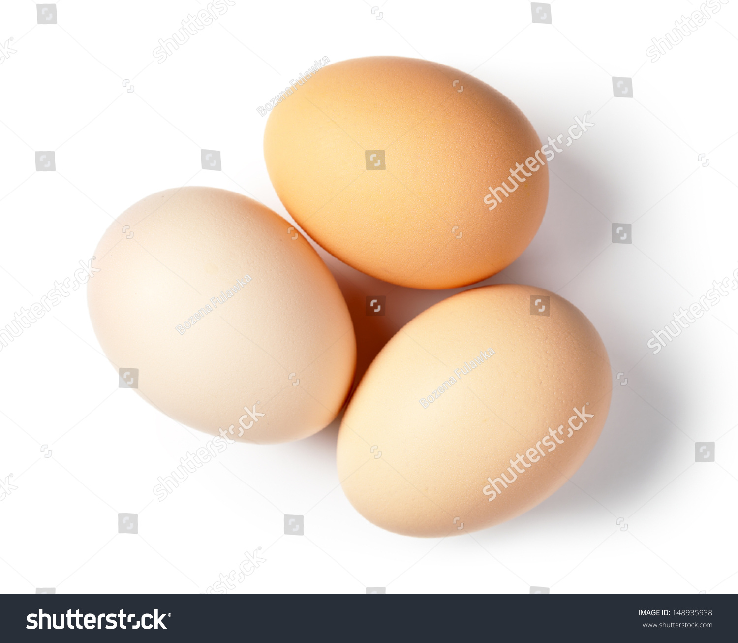 Three Eggs On White Background Top Stock Photo (Royalty Free ...
