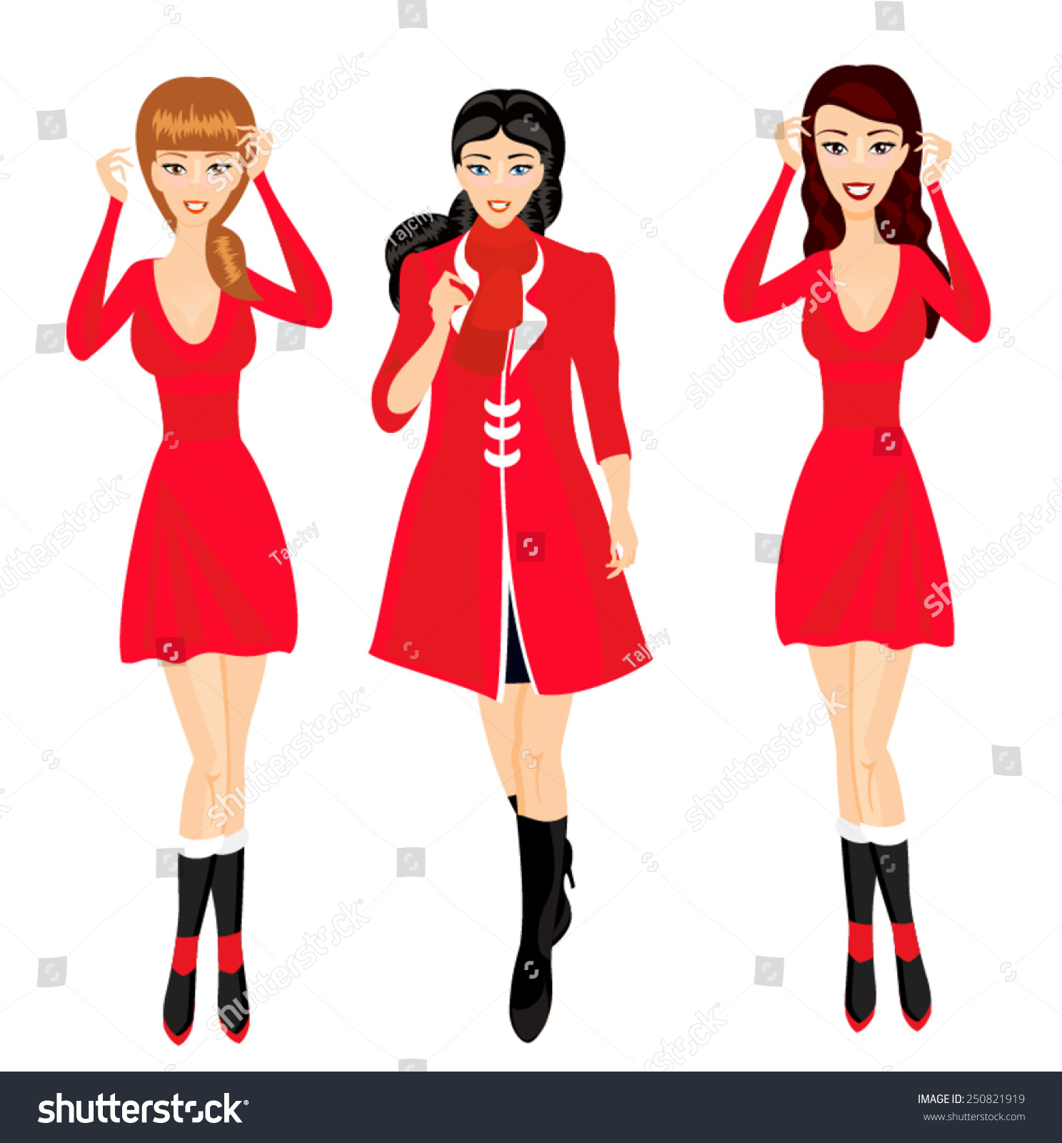Three Girls Stock Vector 250821919 - Shutterstock