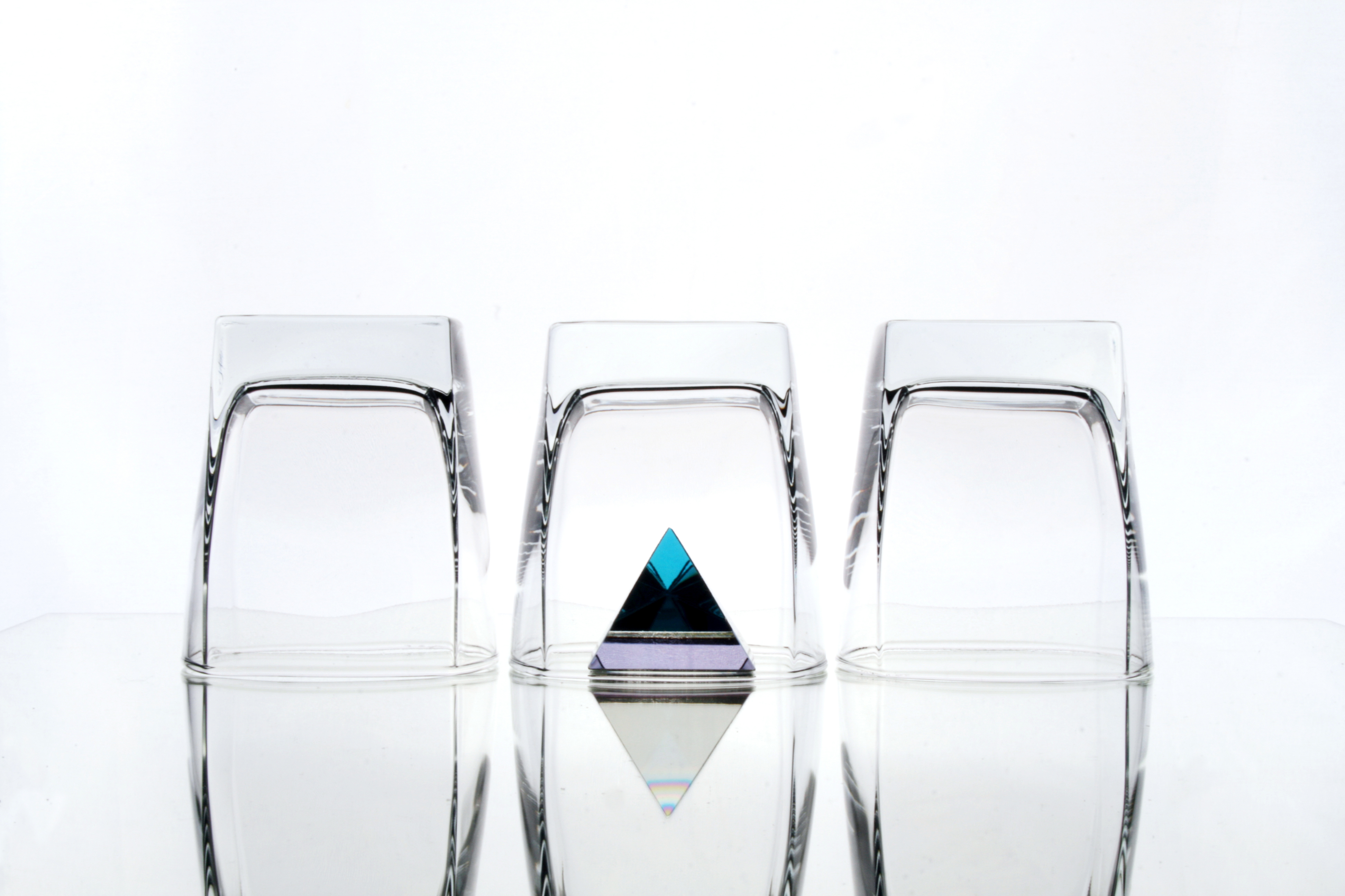 Three glasses and a pyramid photo