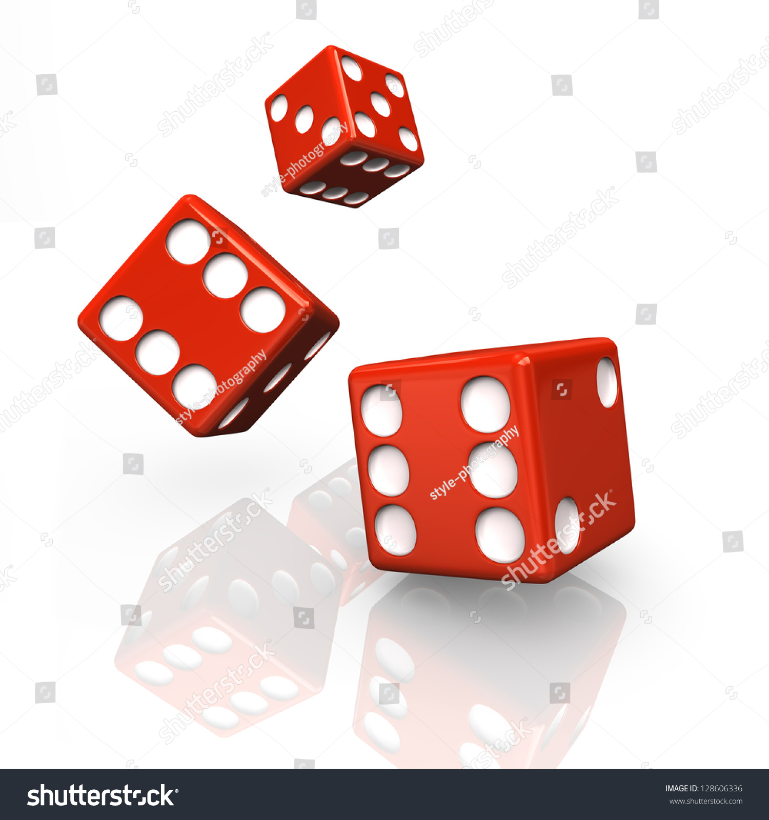 Three Red Dices On White Background Stock Illustration 128606336 ...