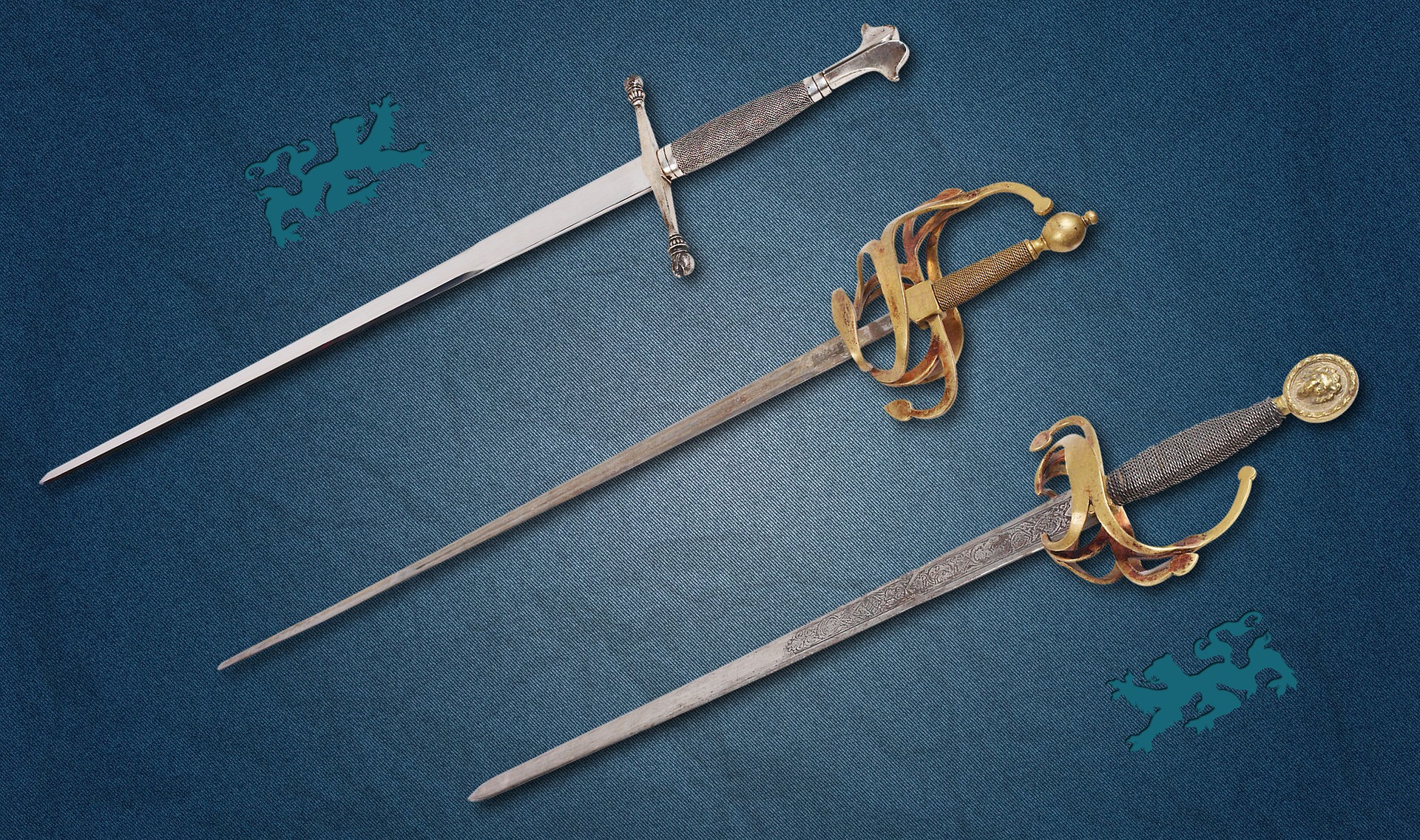 Three vintage swords photo