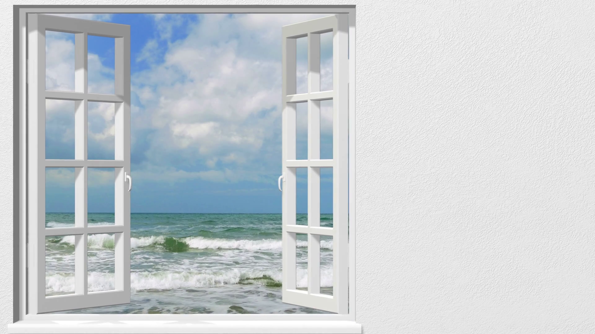 Looking out through the window at the sea in summer Motion ...
