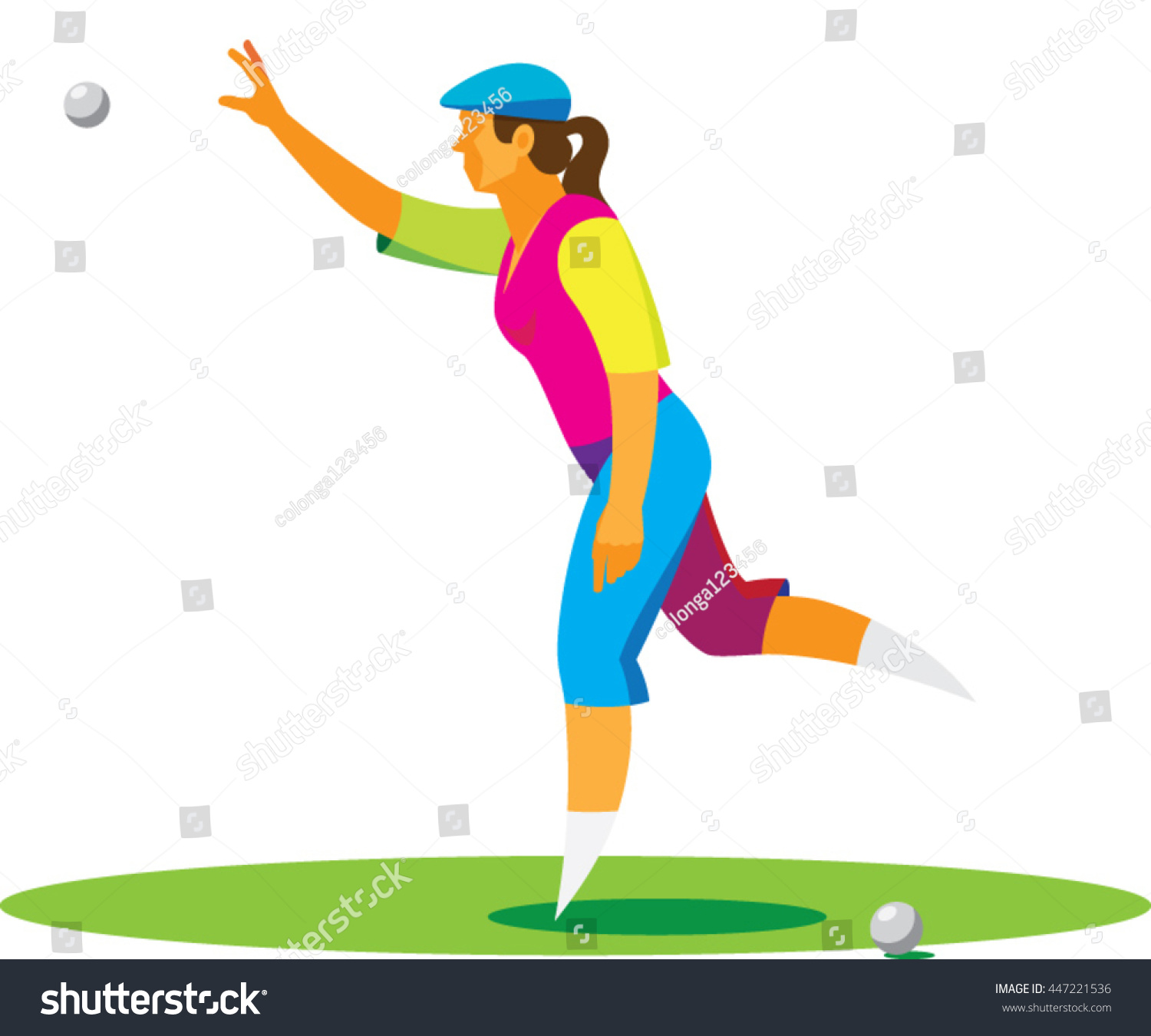 Young Woman Cap Throwing Ball Old Stock Vector 447221536 - Shutterstock