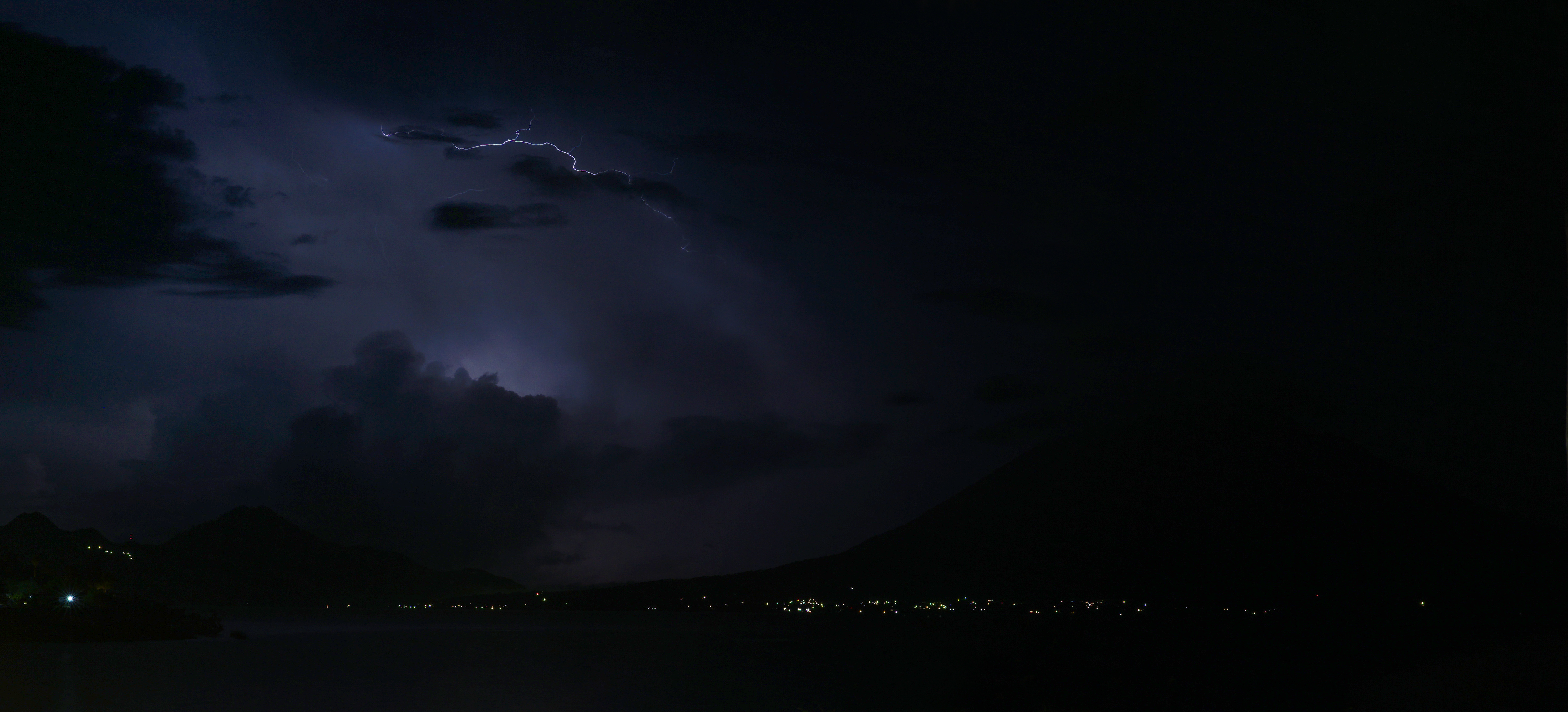 Thunder among volcanoes, Exposure, Guatemala, Lake, Lightning, HQ Photo