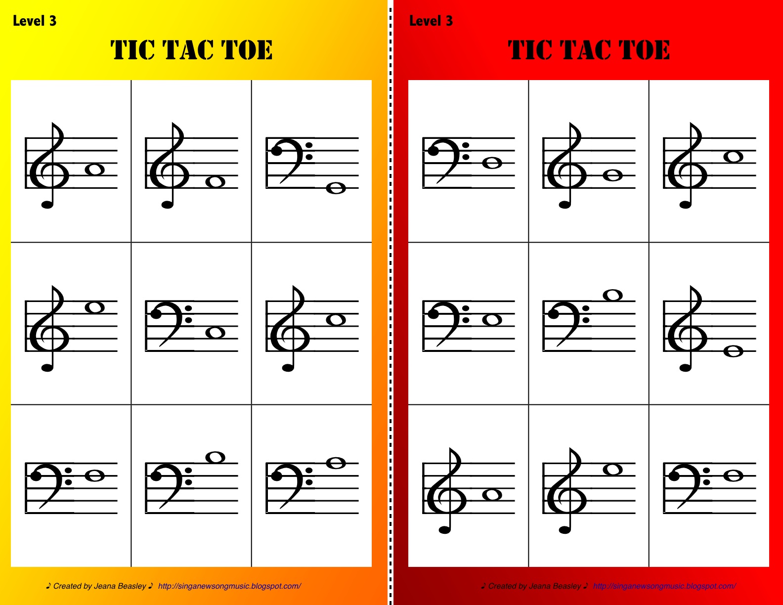 Sing a New Song: Tic Tac Toe Levels 1-3