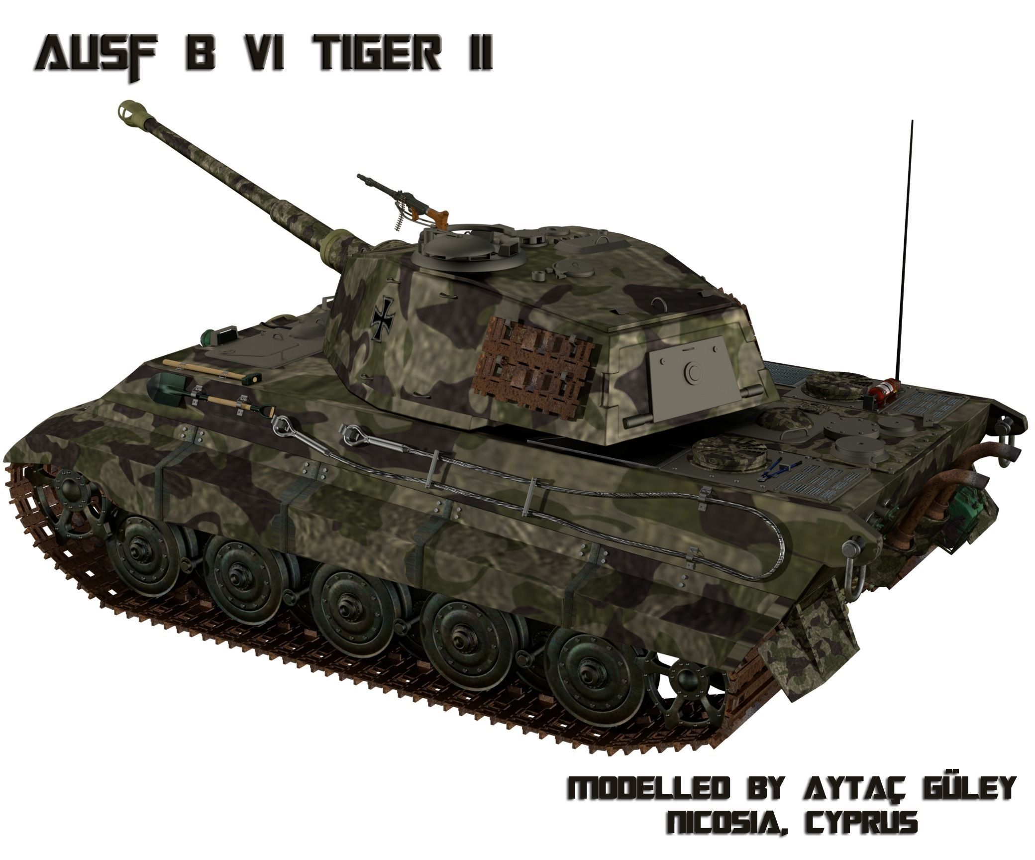 Ausf B VI Tiger II - World War II German Tank 3D model rigged BLEND