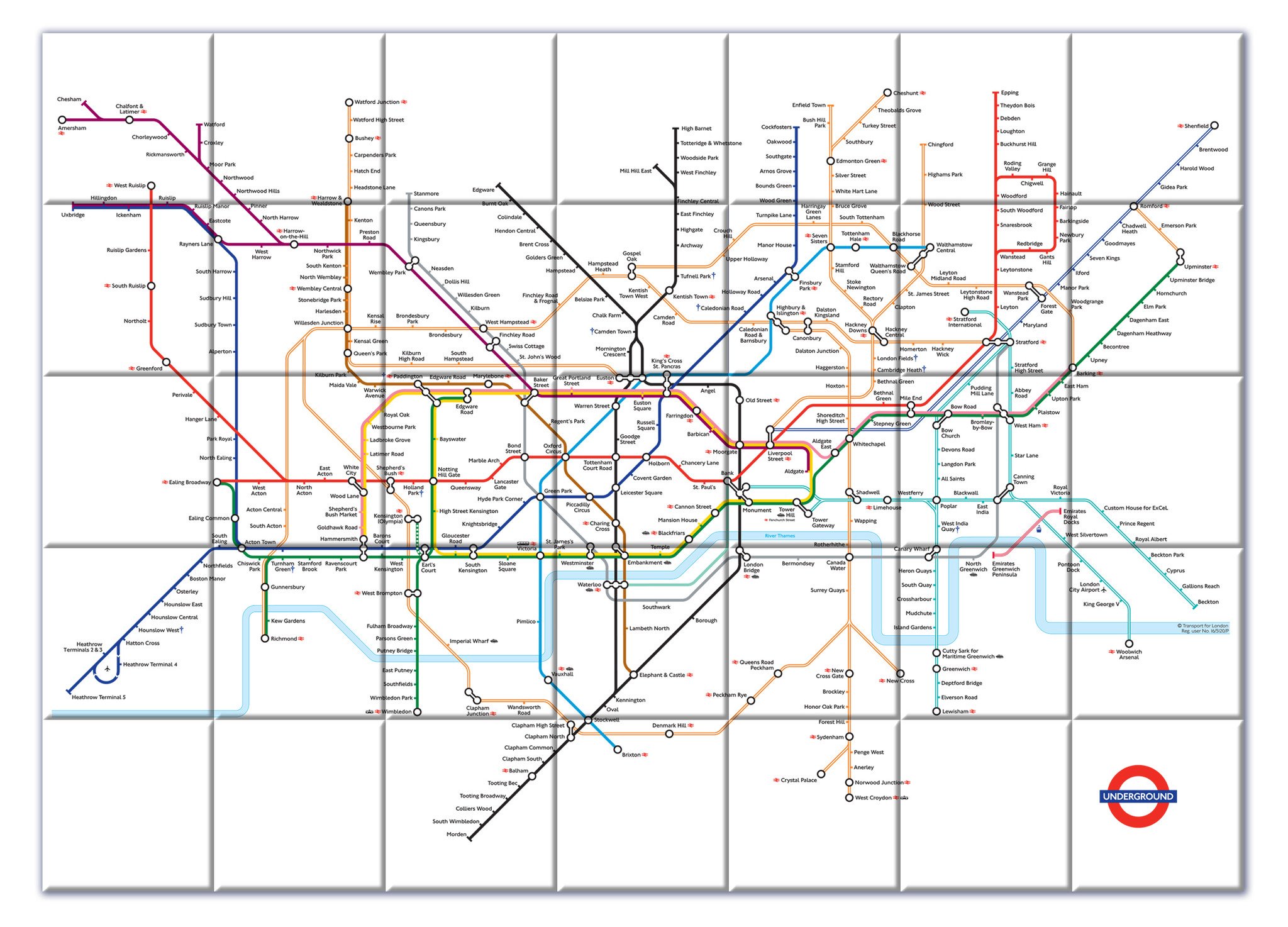 Ceramic Map Tiles - London Underground Map from Love Maps On...