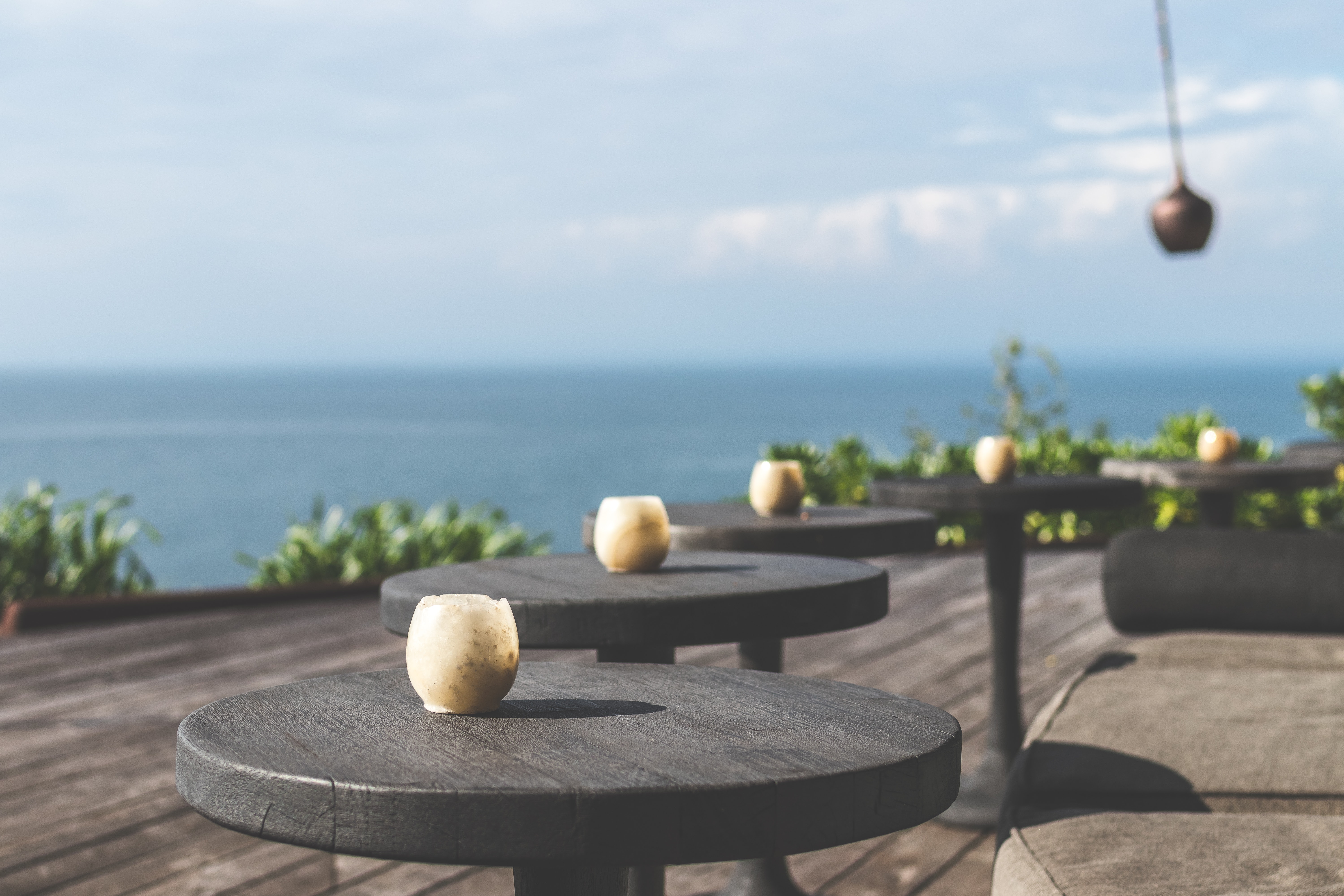 Tilt Lens Photography of Black Wooden Table, Beach, Setting, Recreation, Relaxation, HQ Photo