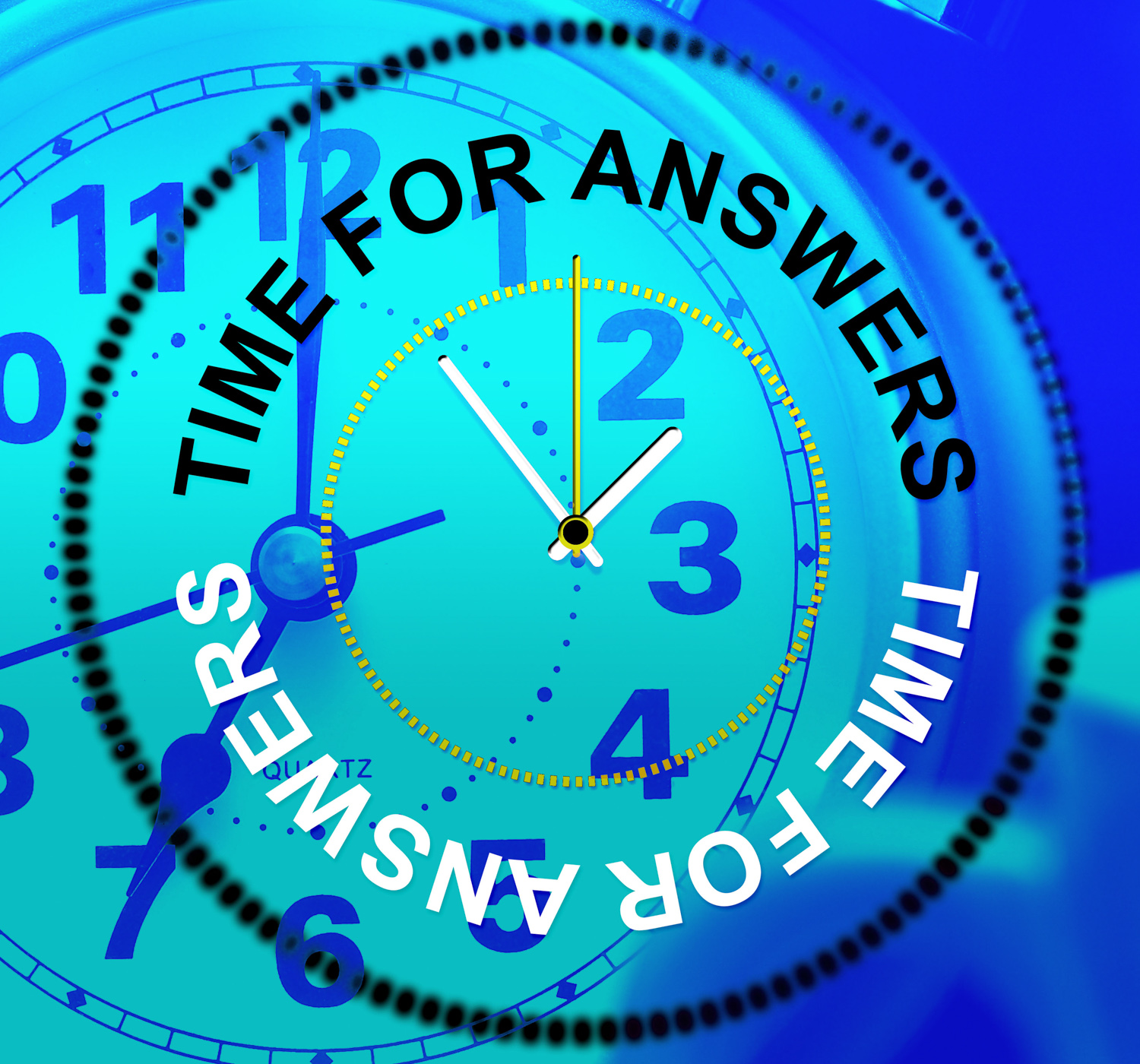 Time for answers indicates knowhow info and assist photo