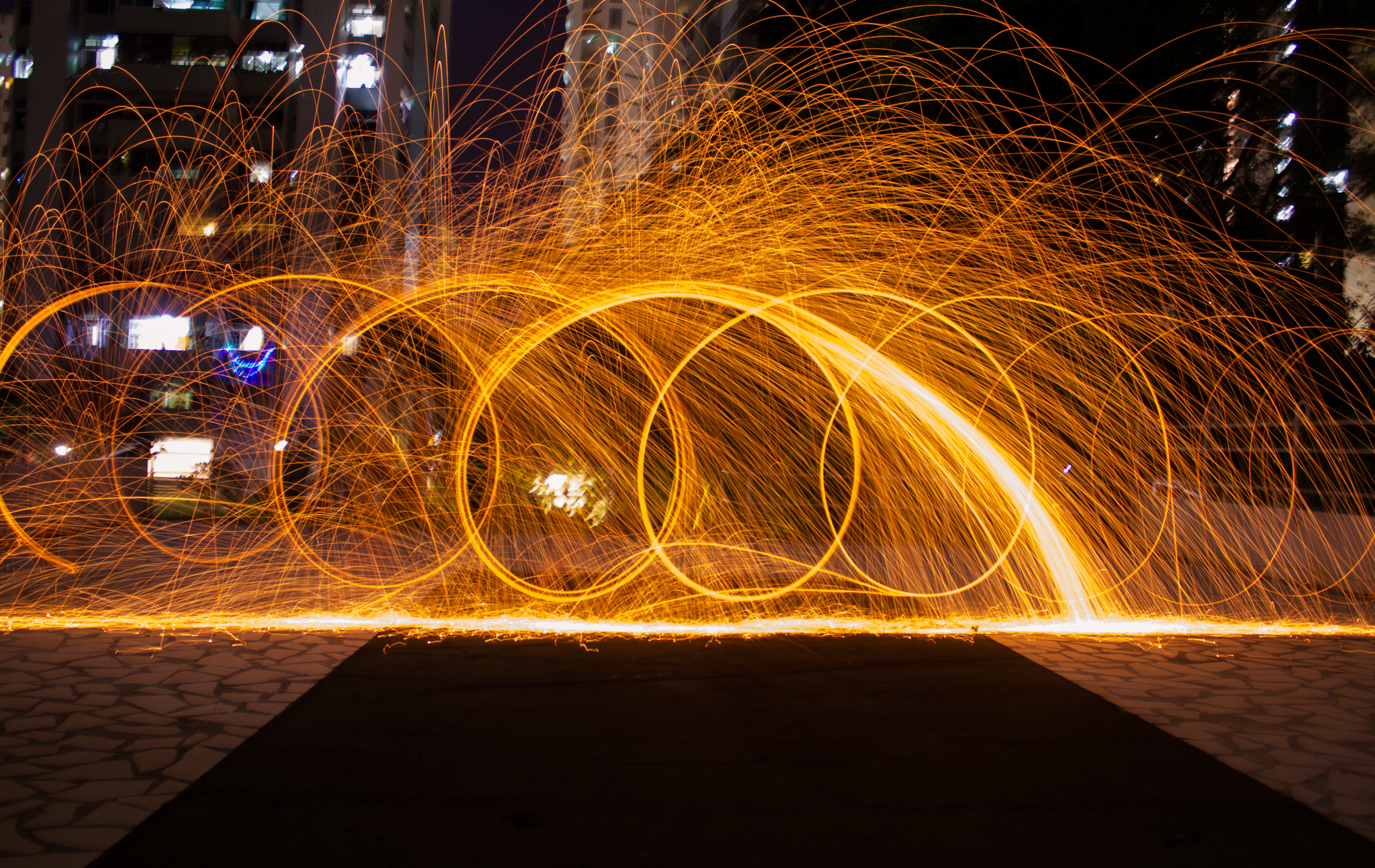 Time-lapsed photography of fire crackers