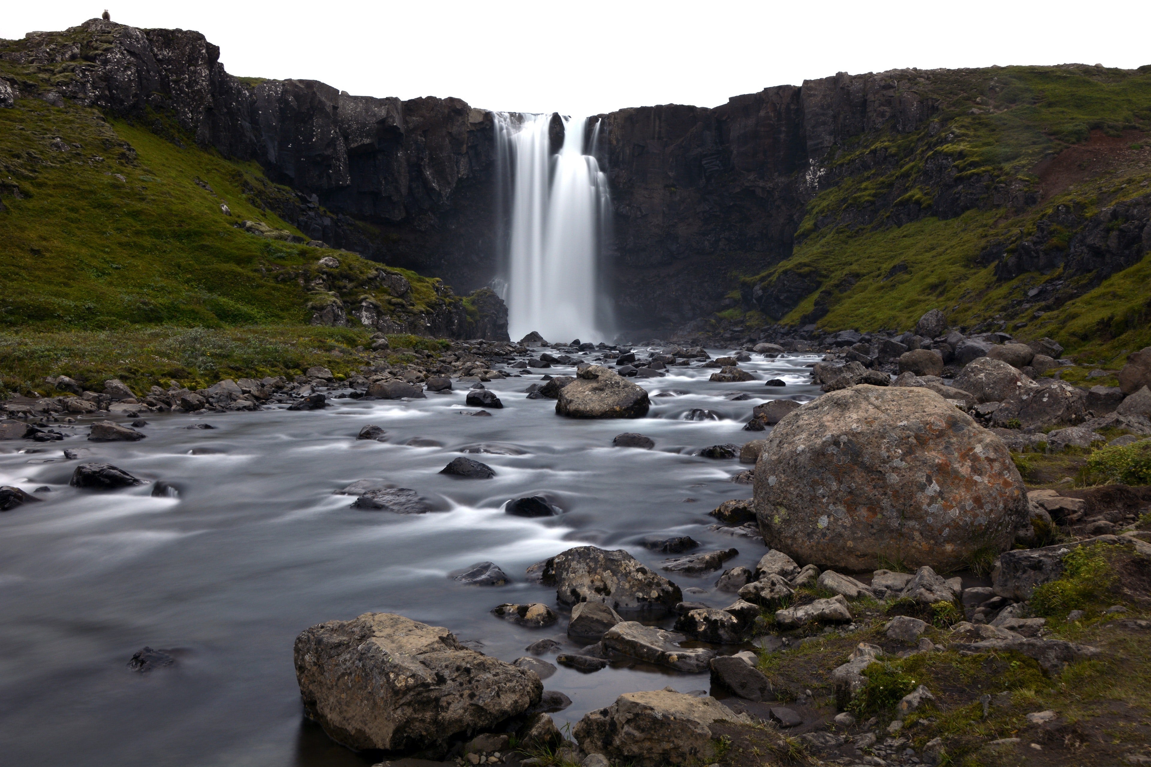 Timelapse Photography of Water Falls on Rock Cliff during Daytime, Iceland, Landscape, Moss, Nature, HQ Photo