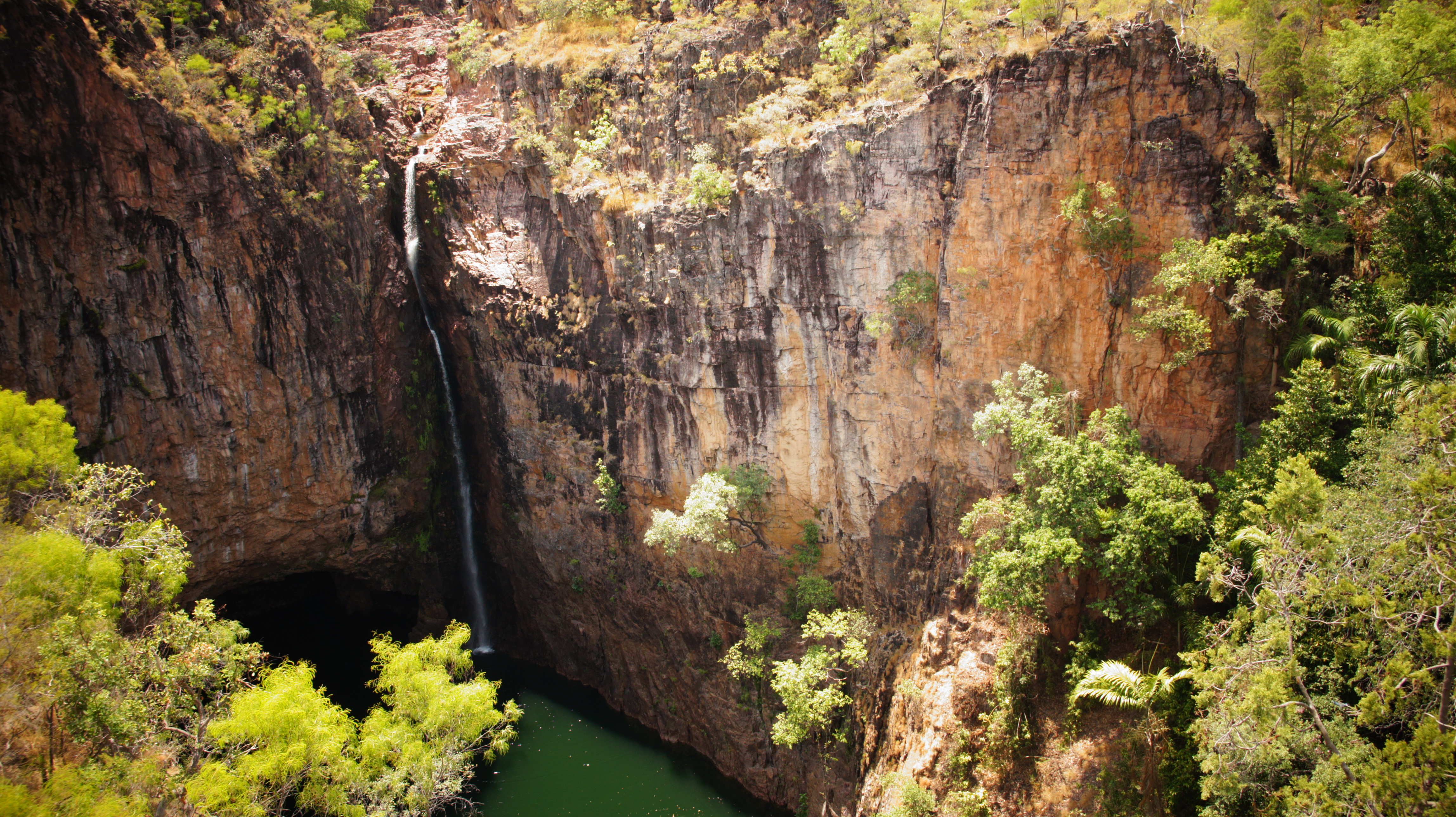 Tin waterfall huge cliff photo