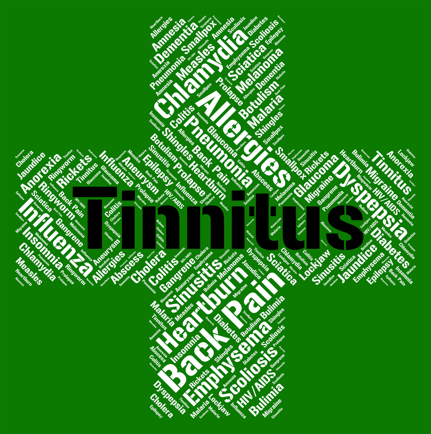 Tinnitus word means poor health and ailment photo