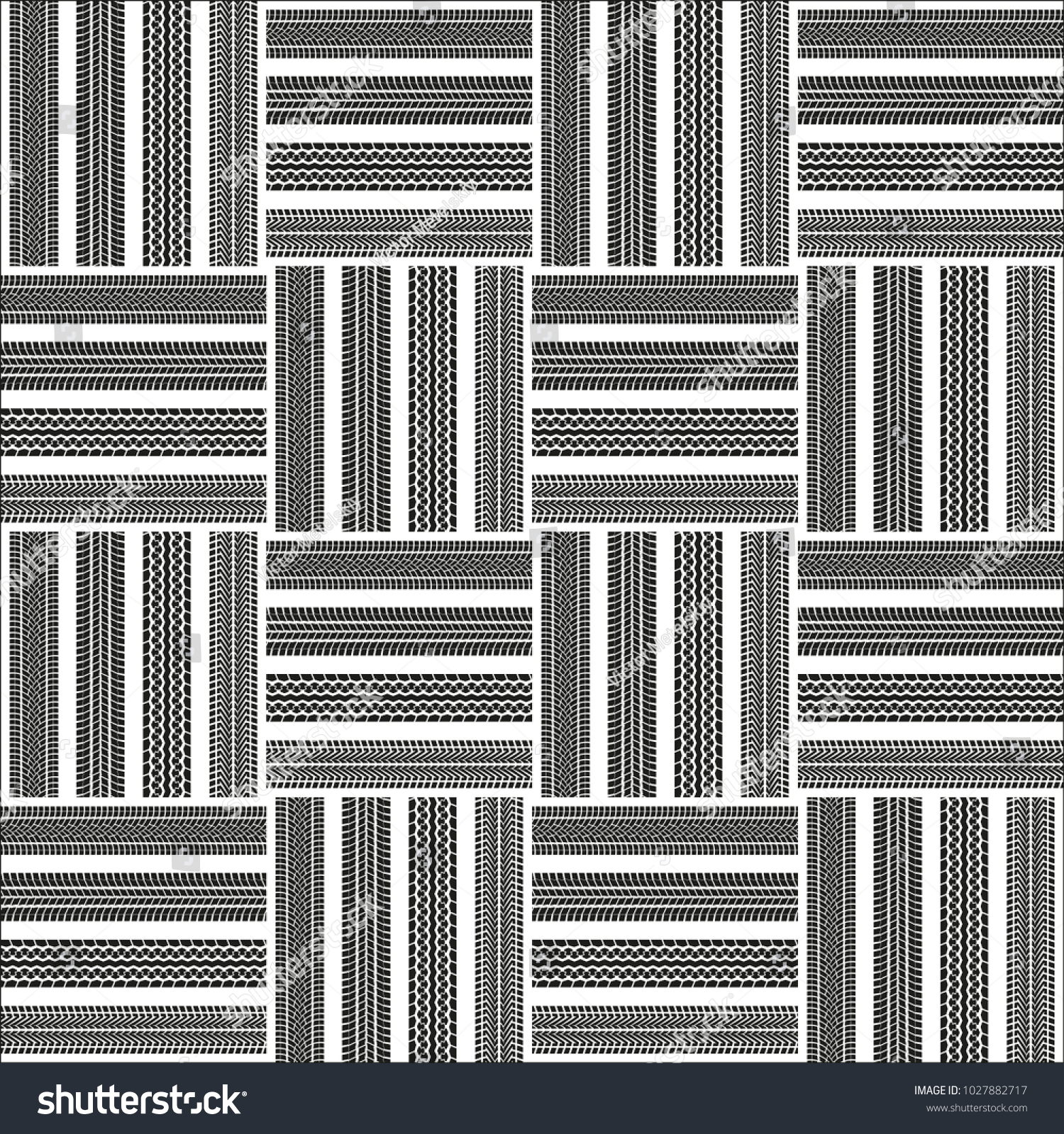 Tire Track Tyre Tread Seamless Background Stock Vector 1027882717 ...