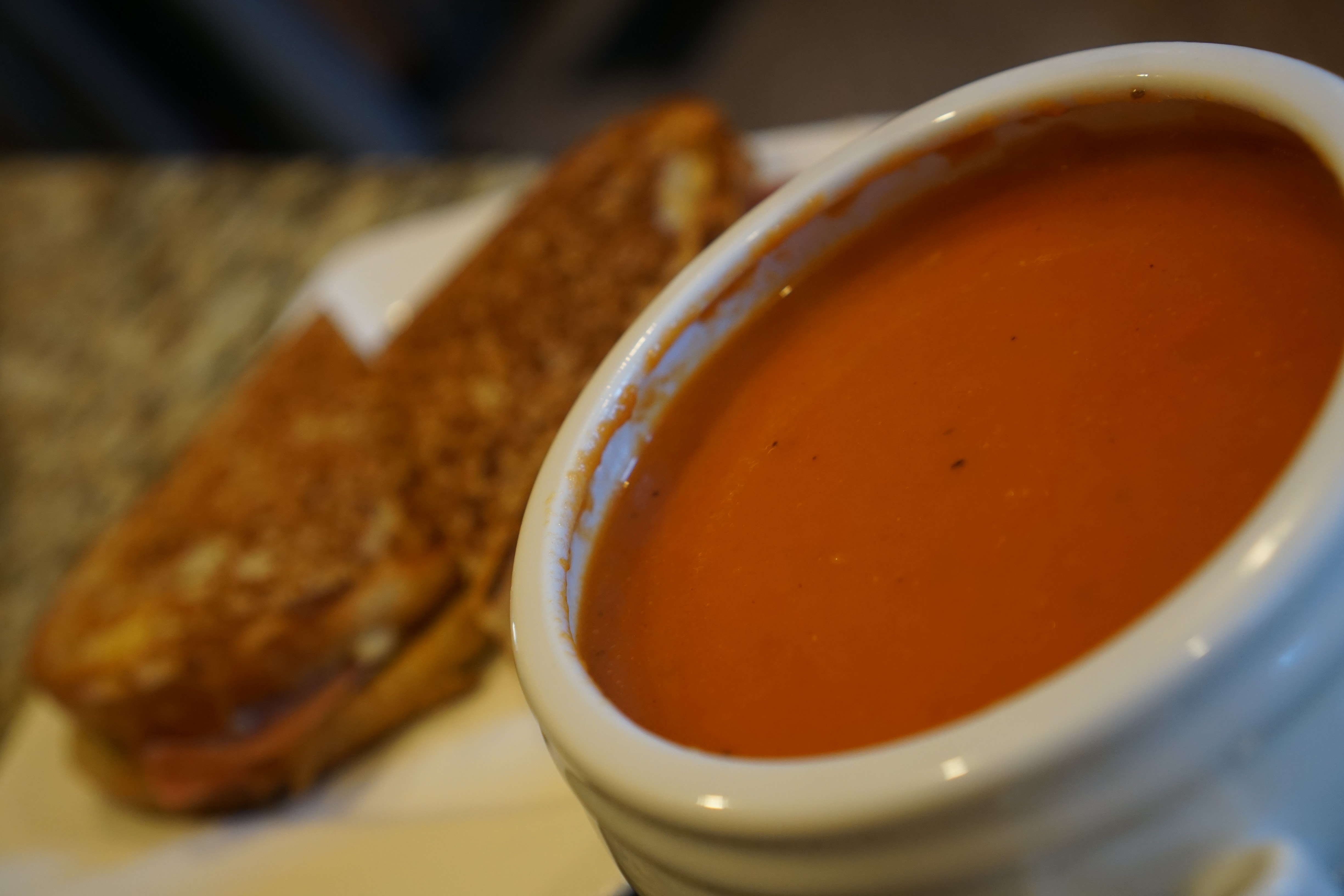 Tomato soup and grilled cheese photo