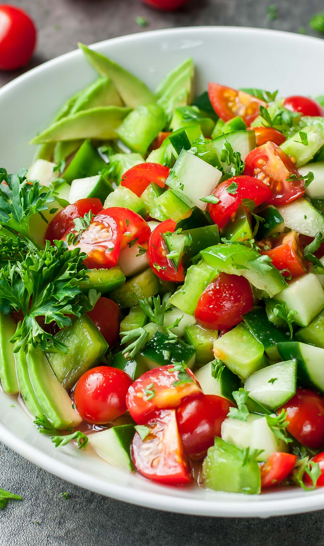 Healthy Tomato Cucumber Avocado Salad