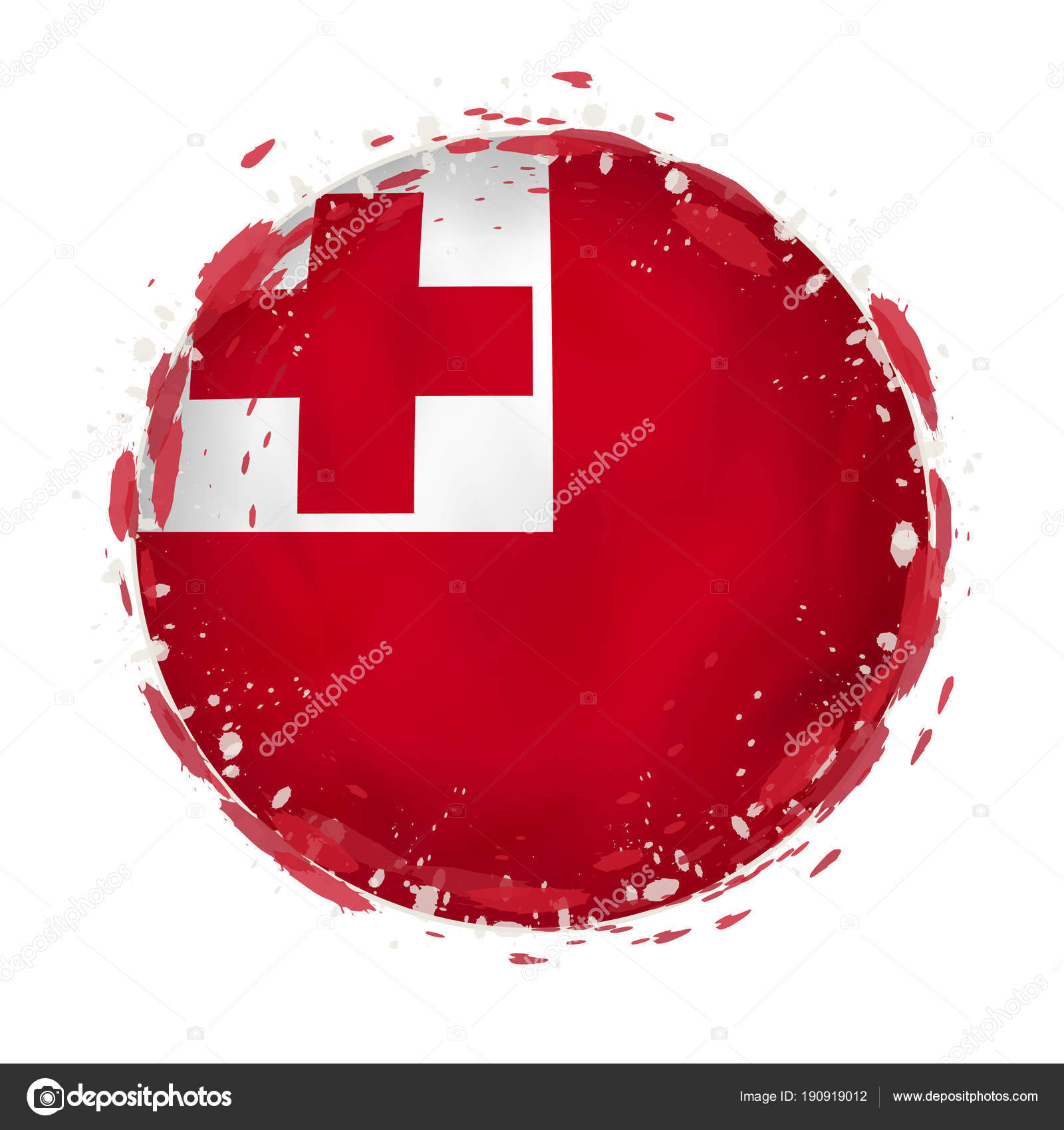 Round grunge flag of Tonga with splashes in flag color. — Stock ...