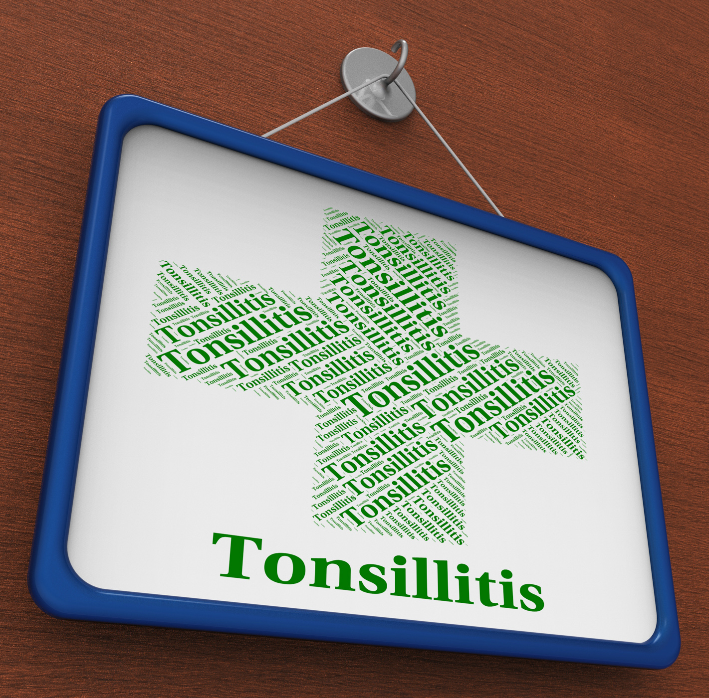 Tonsillitis word shows poor health and affliction photo