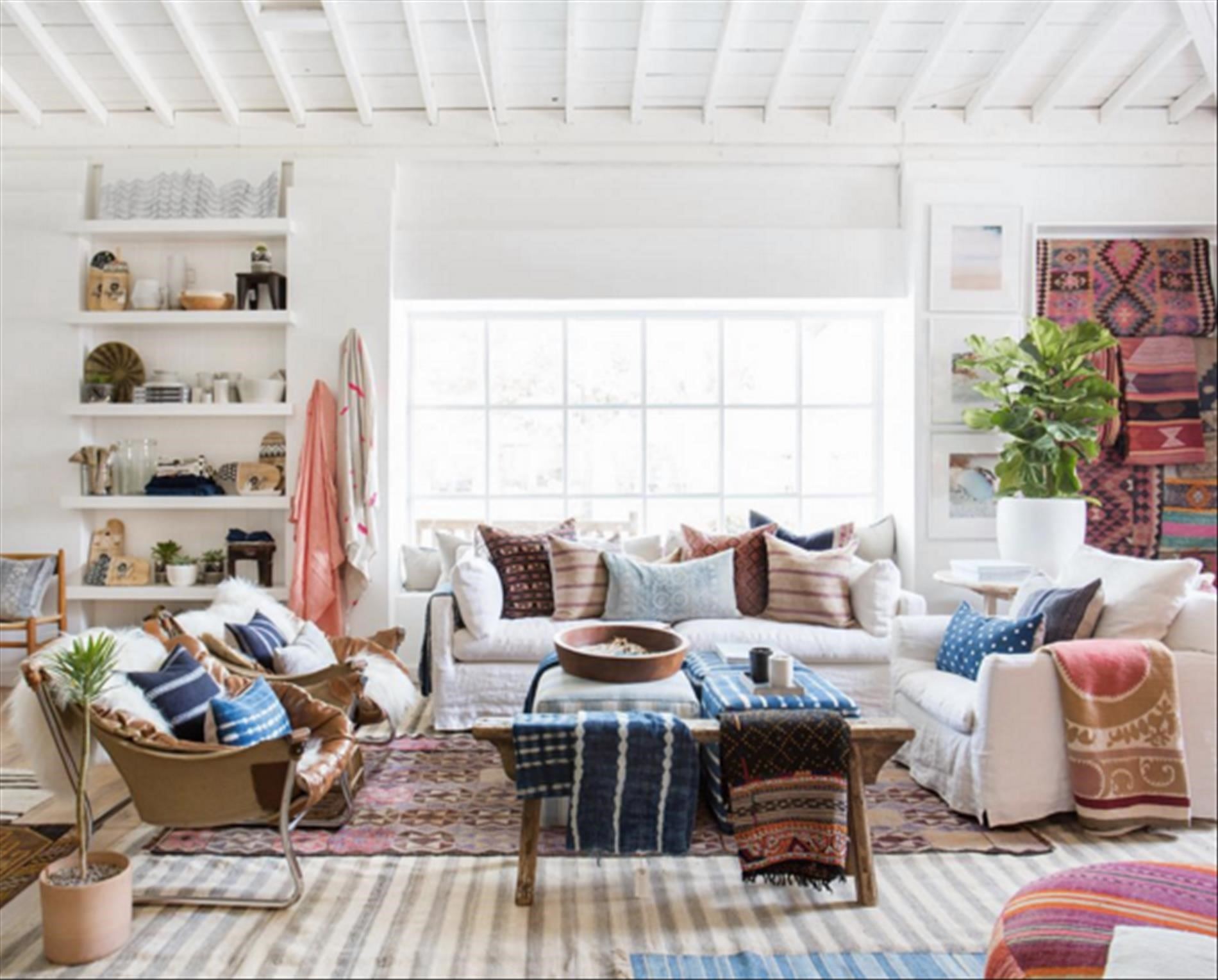 Boho Bohemian Living Room Beige Rooms With Too Many Prints In A Good ...