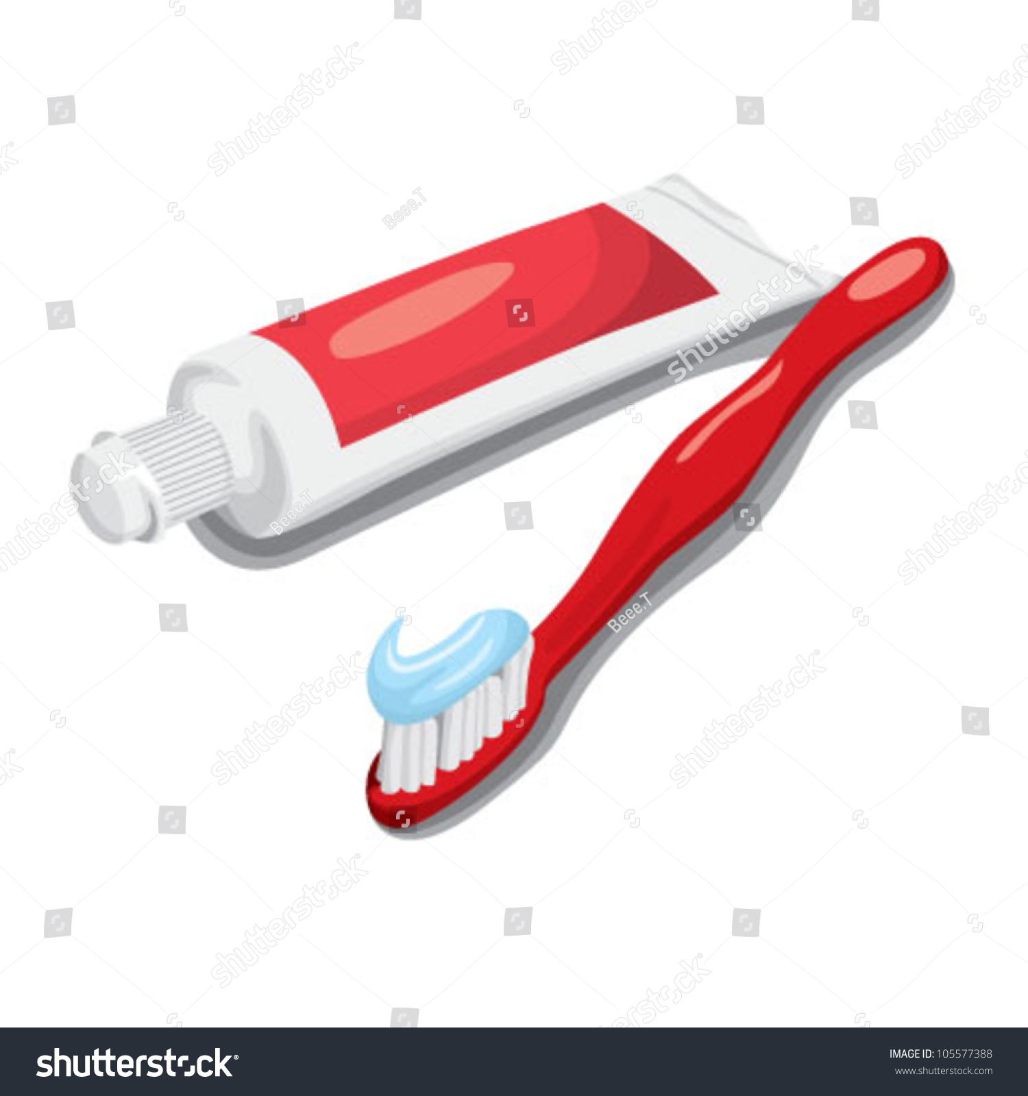 Toothbrush Toothpaste Set Stock Vector 105577388 - Shutterstock