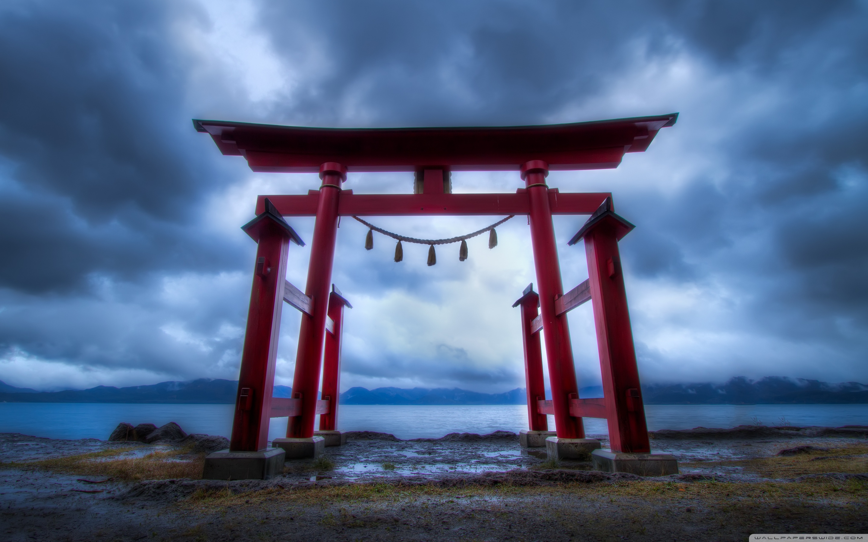 Torii Gate, Lake Tazawa ❤ 4K HD Desktop Wallpaper for • Dual ...