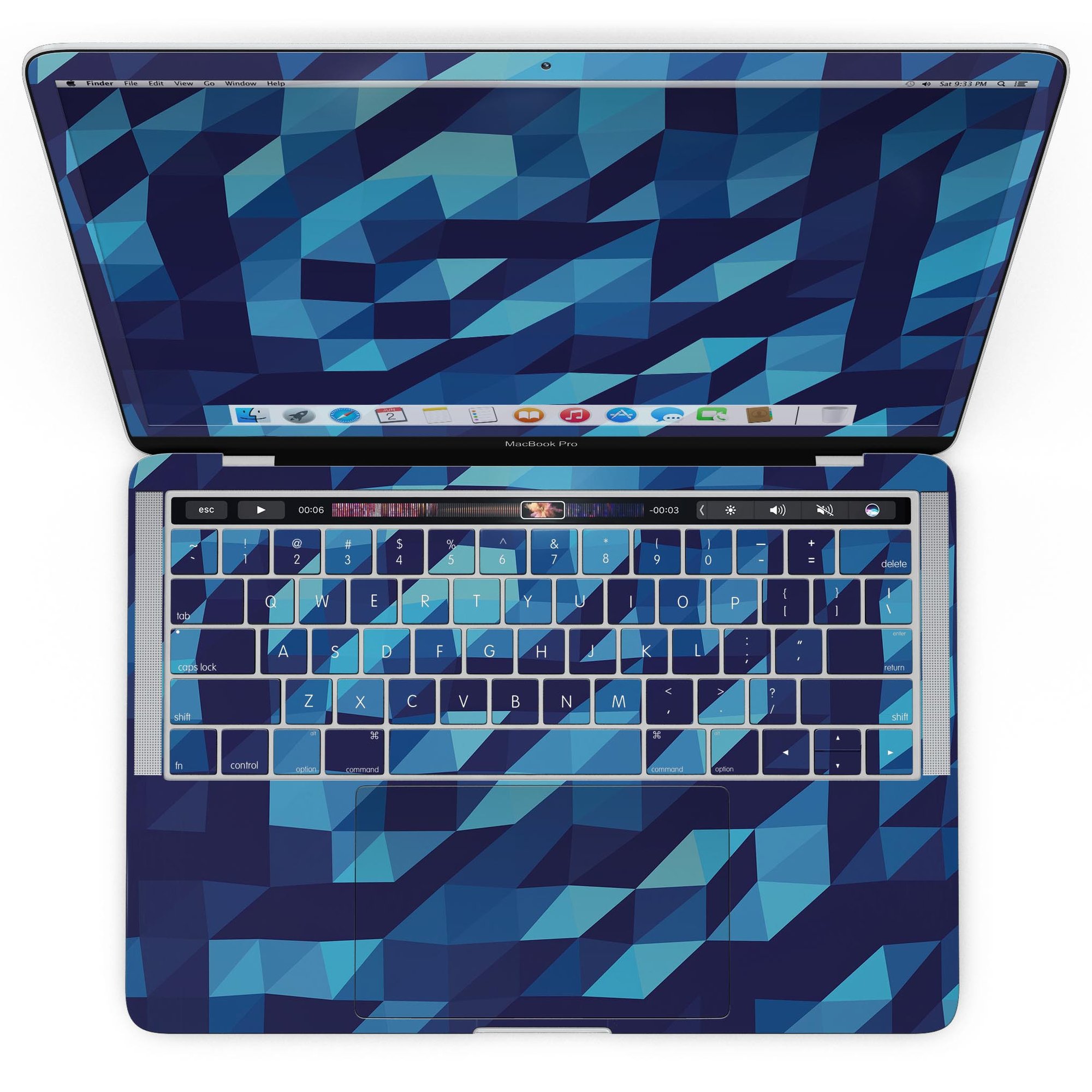MacBook Pro with Touch Bar Skin Kit - 50 Shades of Blue Geometric ...