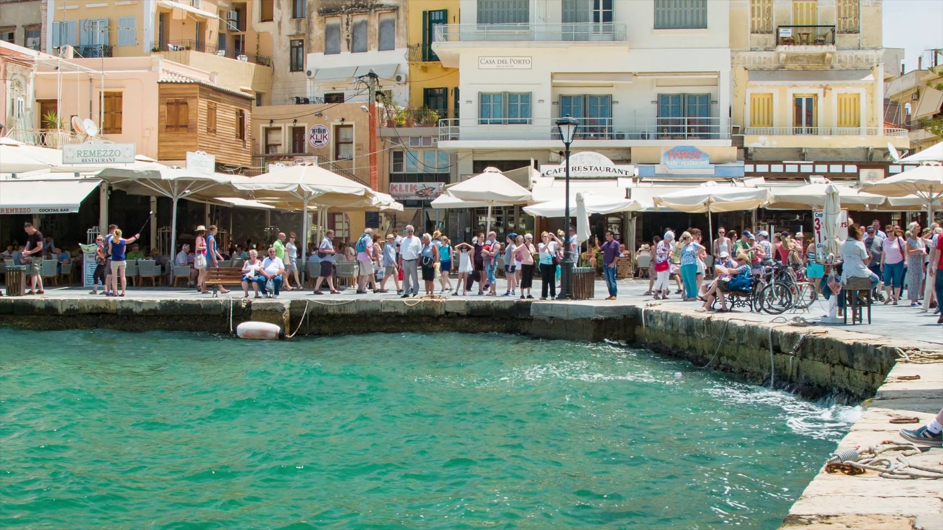 Chania Crete Greek Restaurants on Harbor Waterfront with Visiting ...