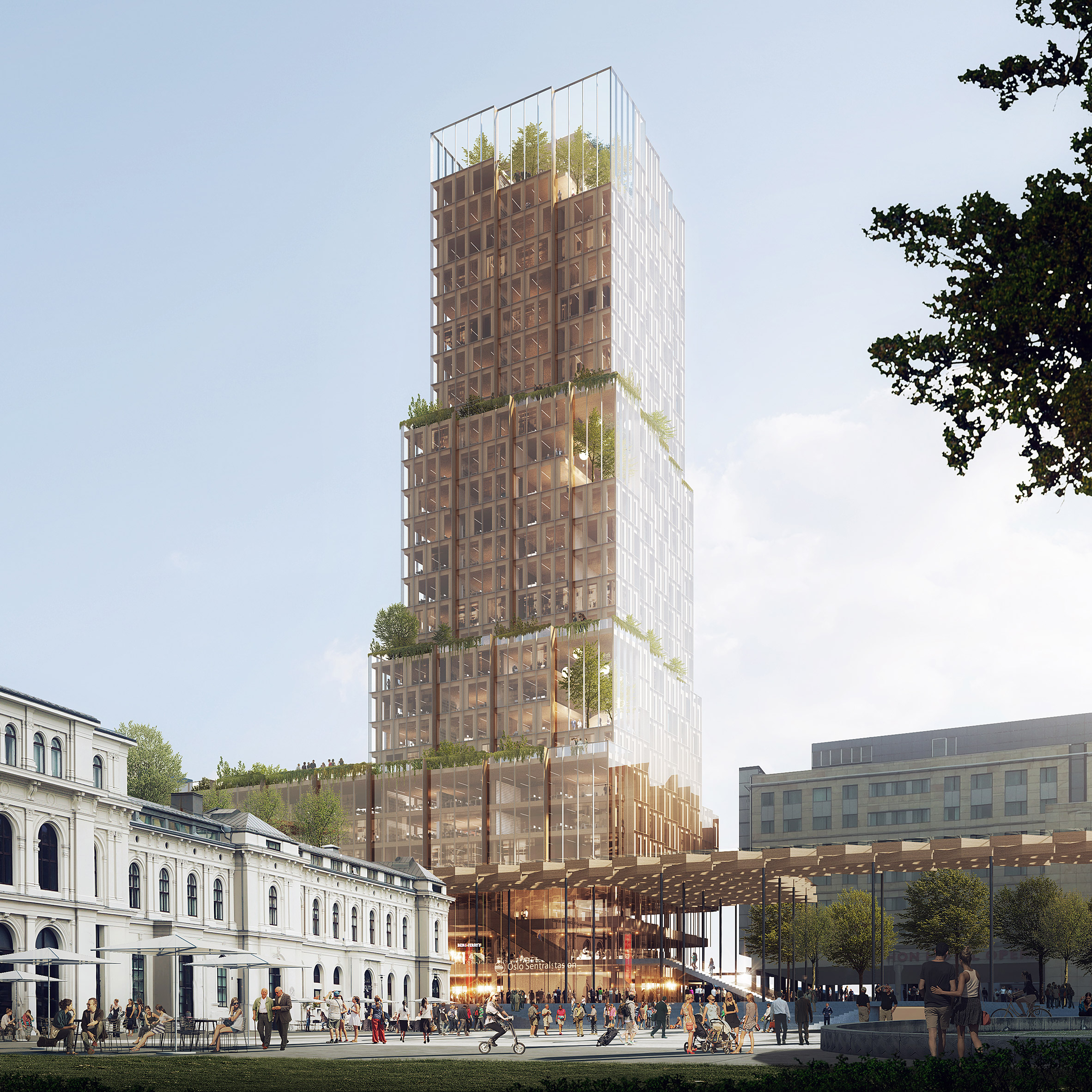 CF Møller and Reiulf Ramstad unveil plant-covered tower for Oslo