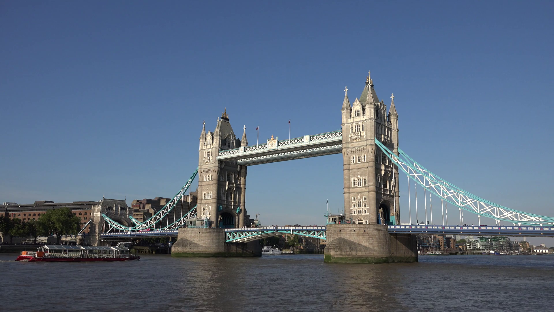 London Tower Bridge in England, Ships, Boats on Thames River, UK ...