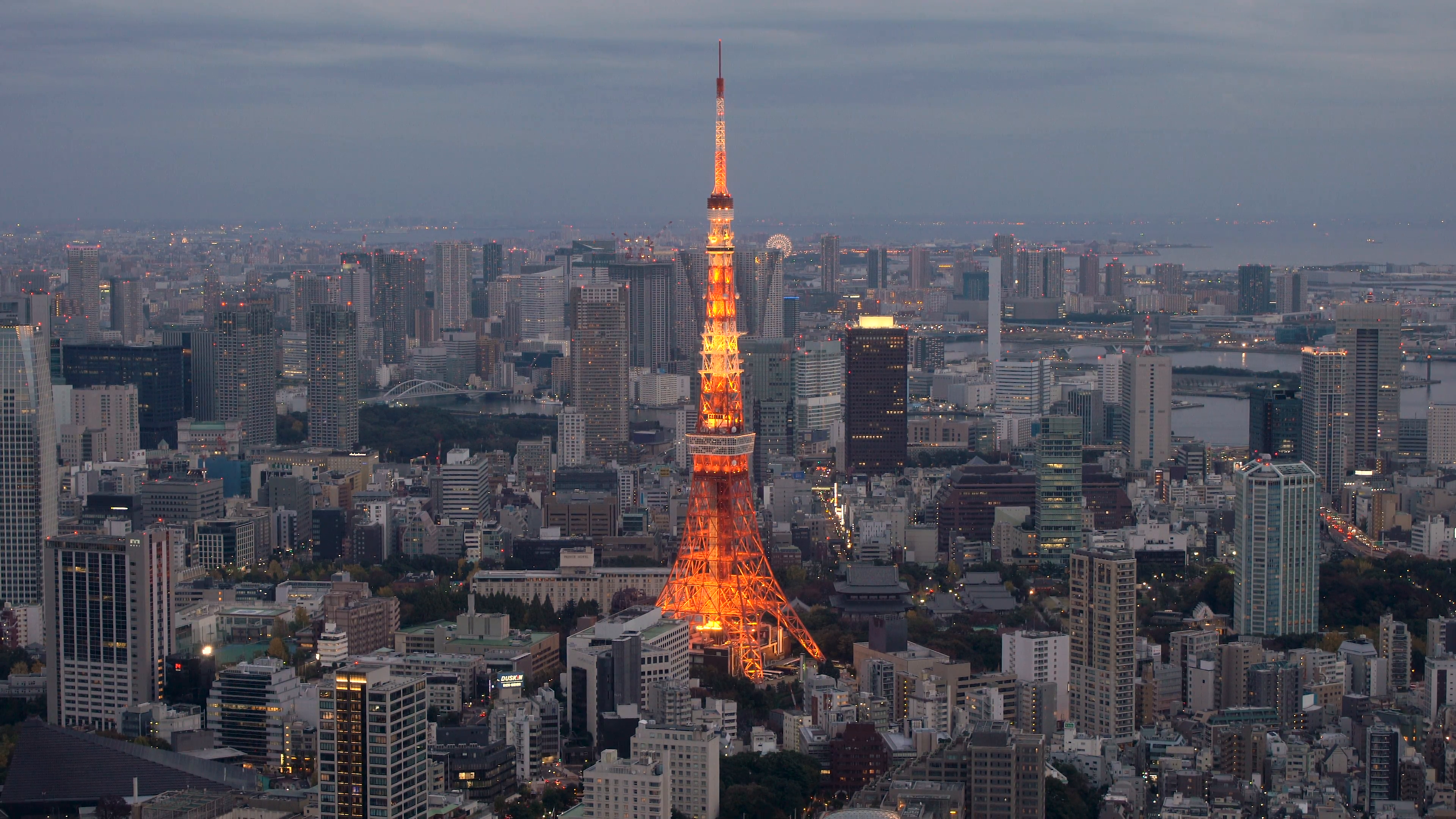 Tokyo Tower & skyline at dusk, Tokyo, Japan Stock Video Footage ...