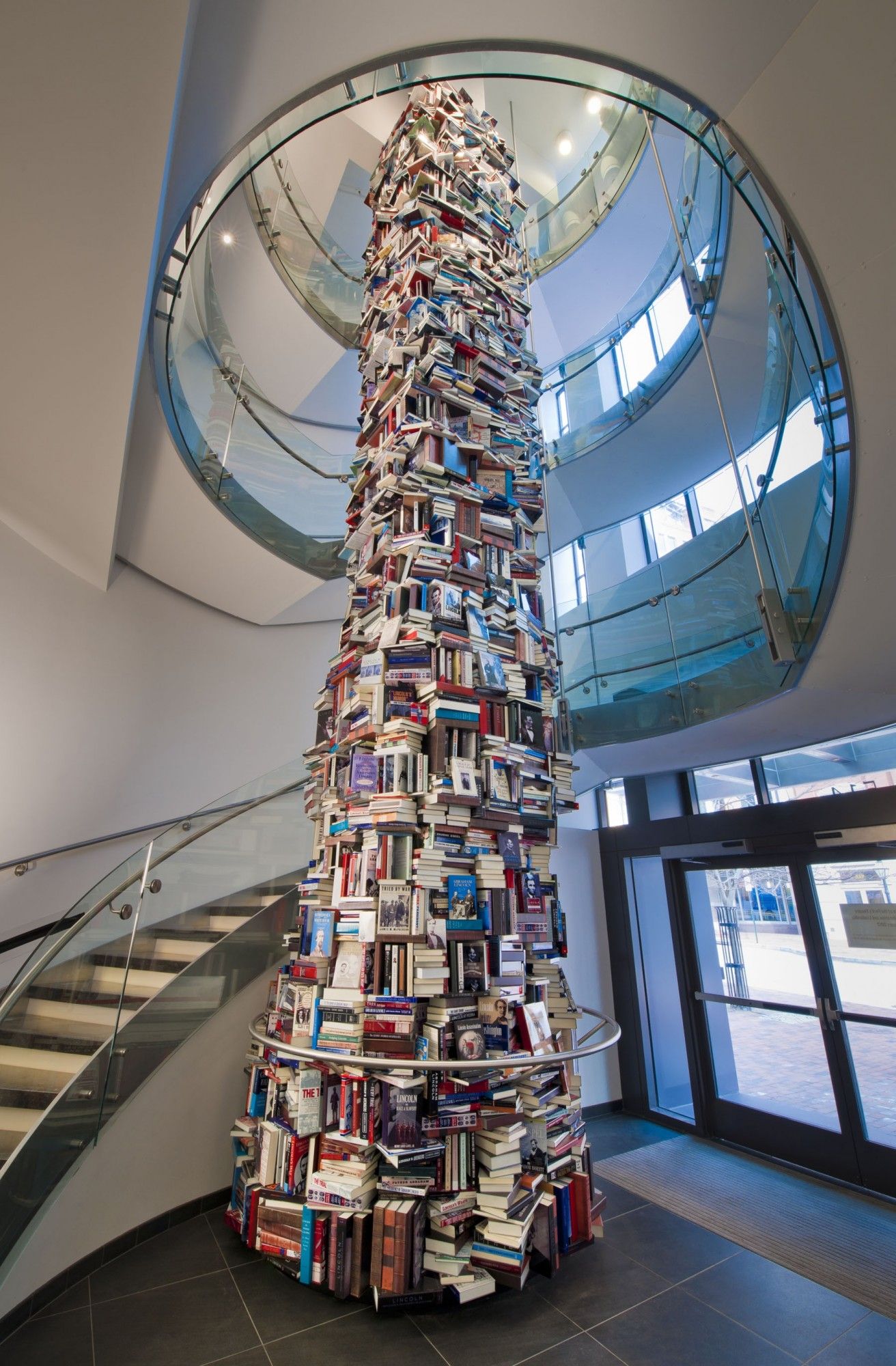 Tower of books about Abraham Lincoln at the Ford's Theatre Center ...