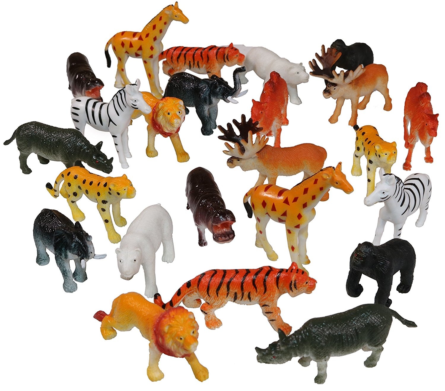 Set Of Safari Toy Animals Small Zoo Animal Figures (24) by SN - Shop ...