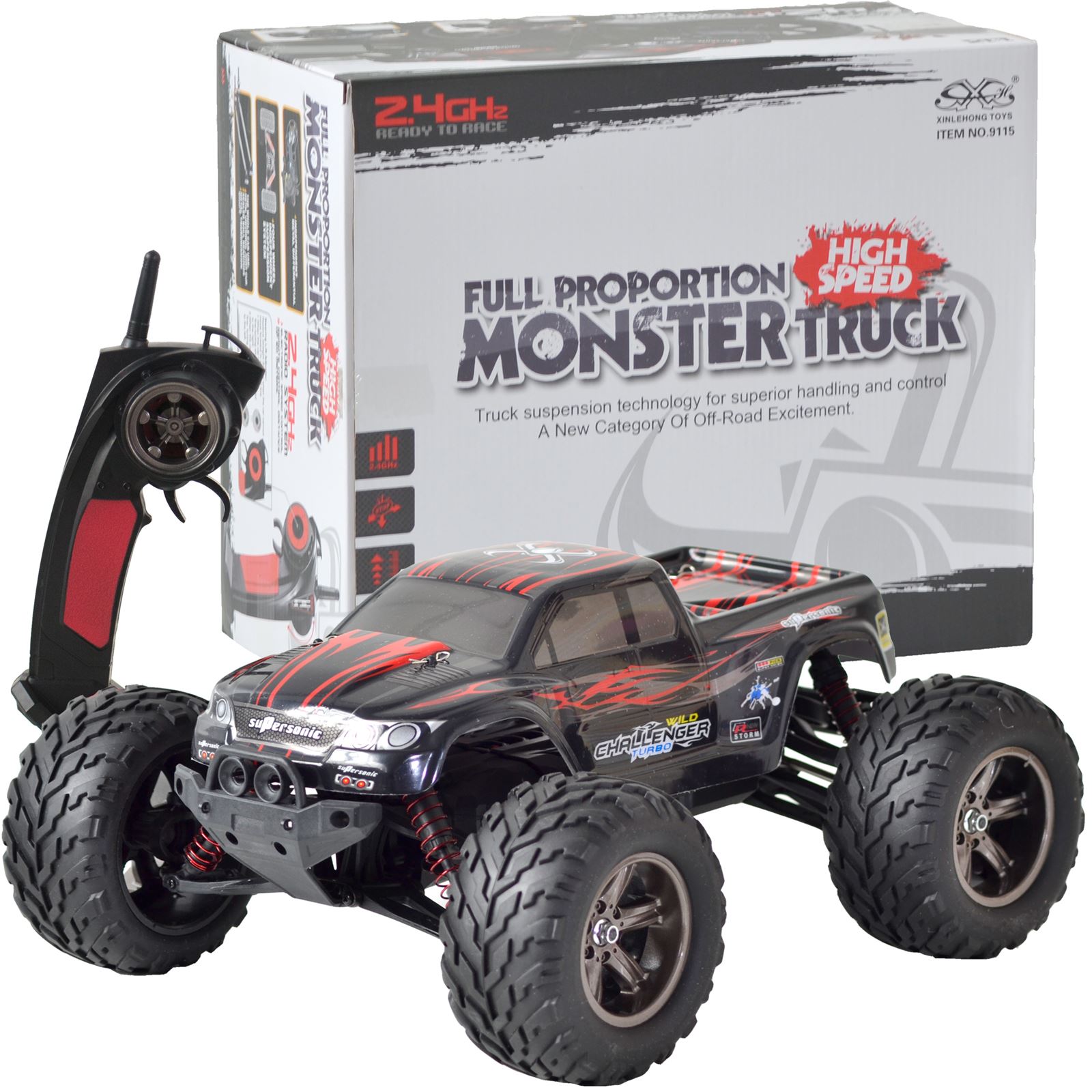 Large Remote Control RC Kids Big Wheel Toy Car Monster Truck - 2.4 ...