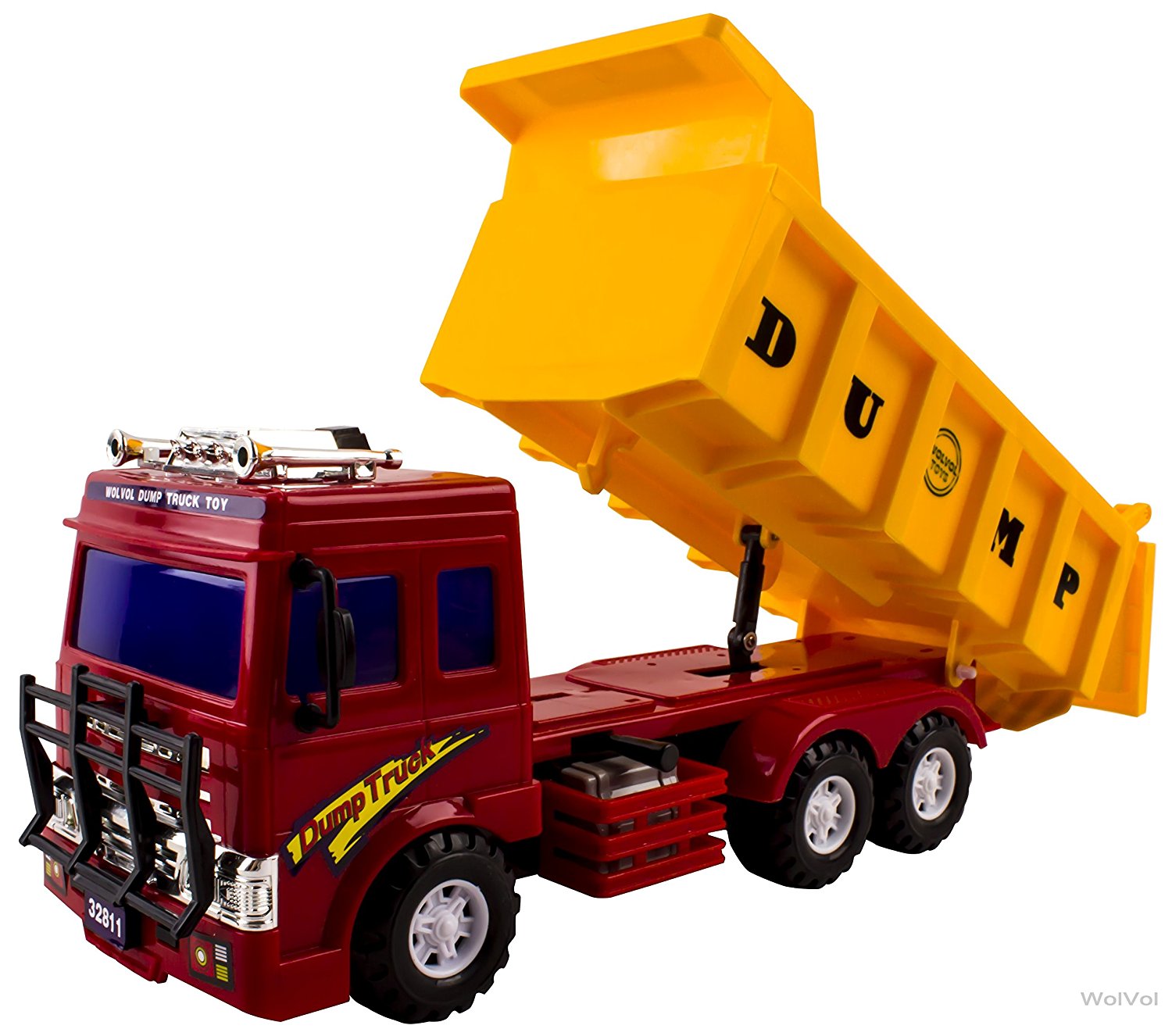 Amazon.com: WolVol Big Dump Truck Toy for Kids with Friction Power ...