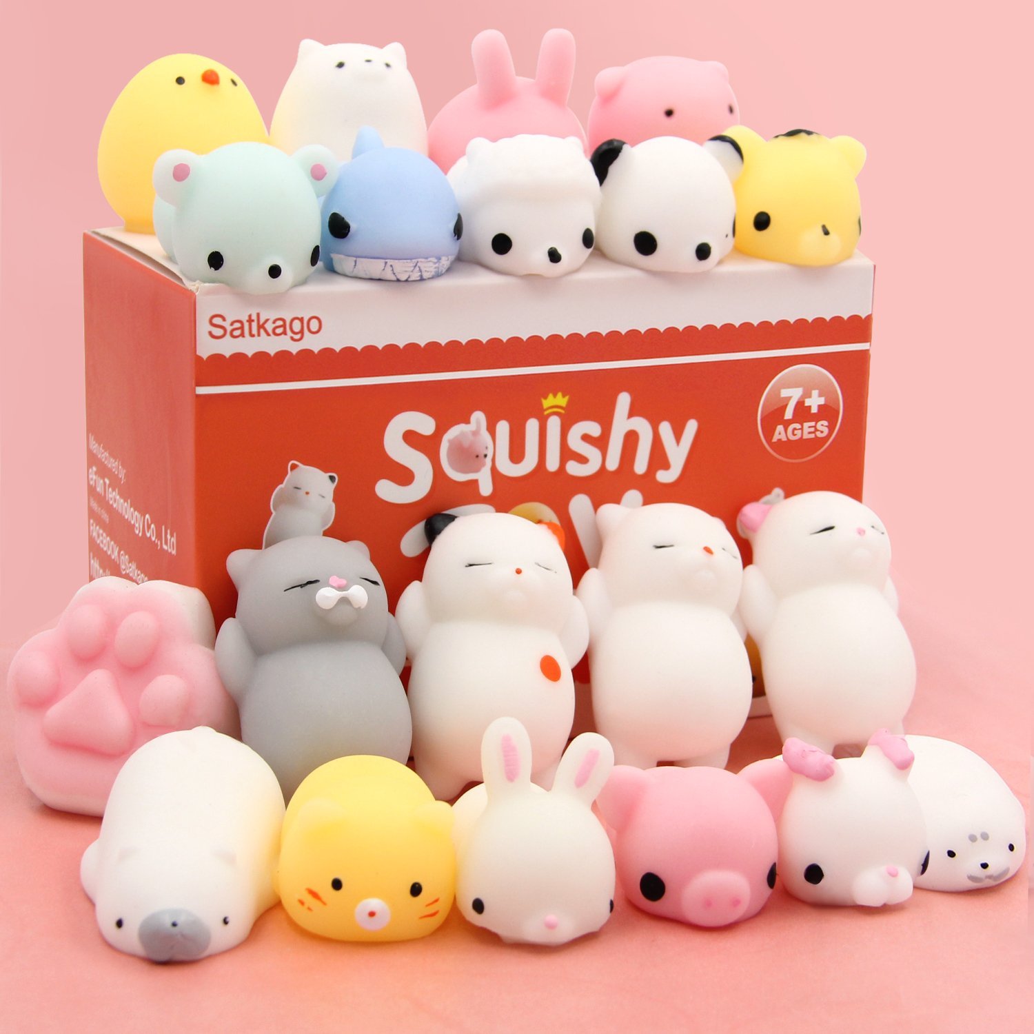 Mochi Squishy Toys, Satkago Squishies 20 Pcs Mini Squishys Animals ...