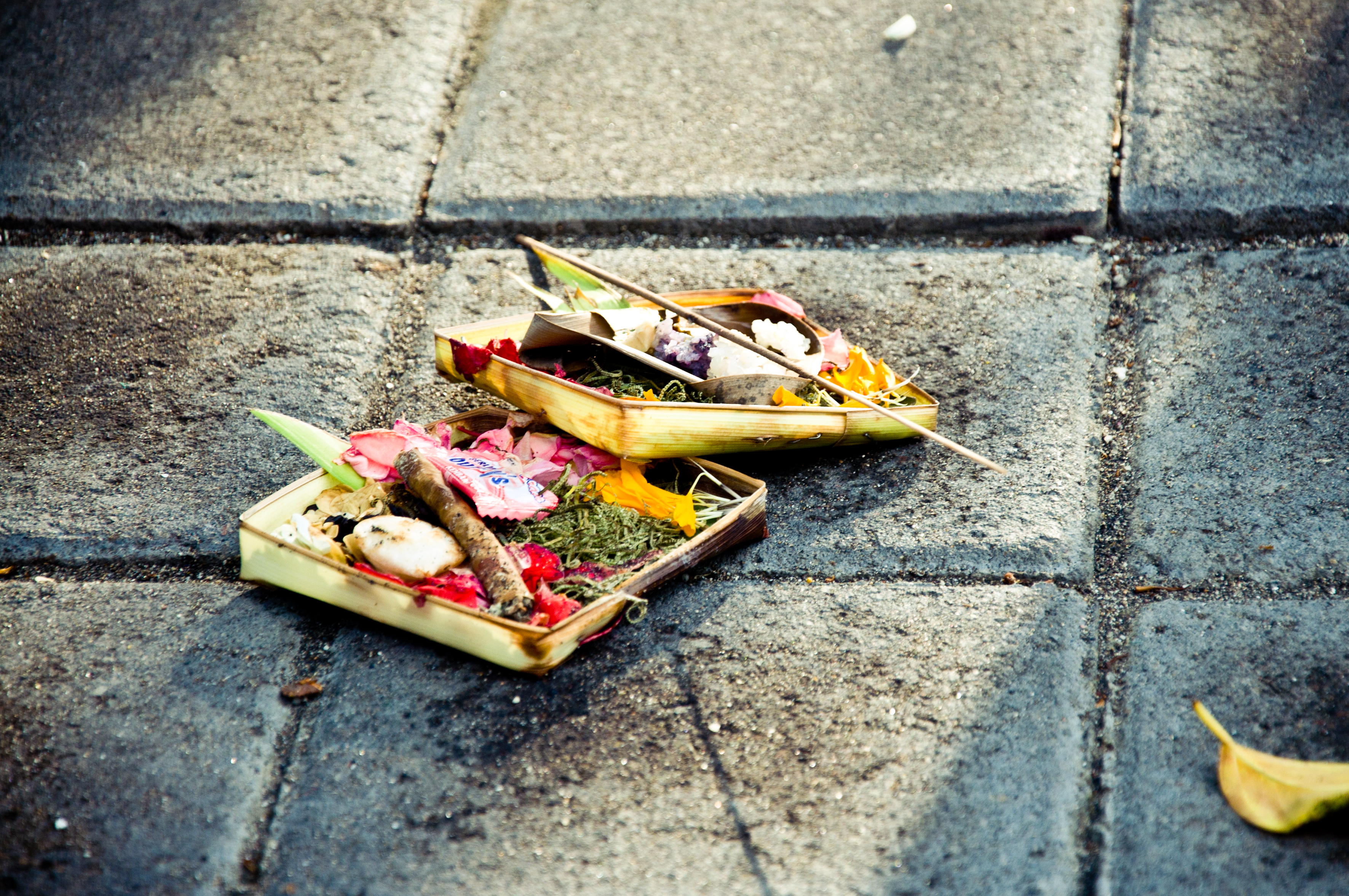 Traditional balinese offerings to gods photo
