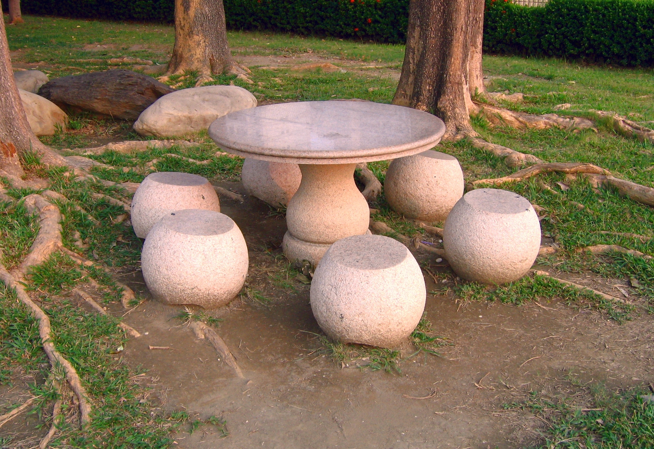 Traditional chinese stone table and stoo photo
