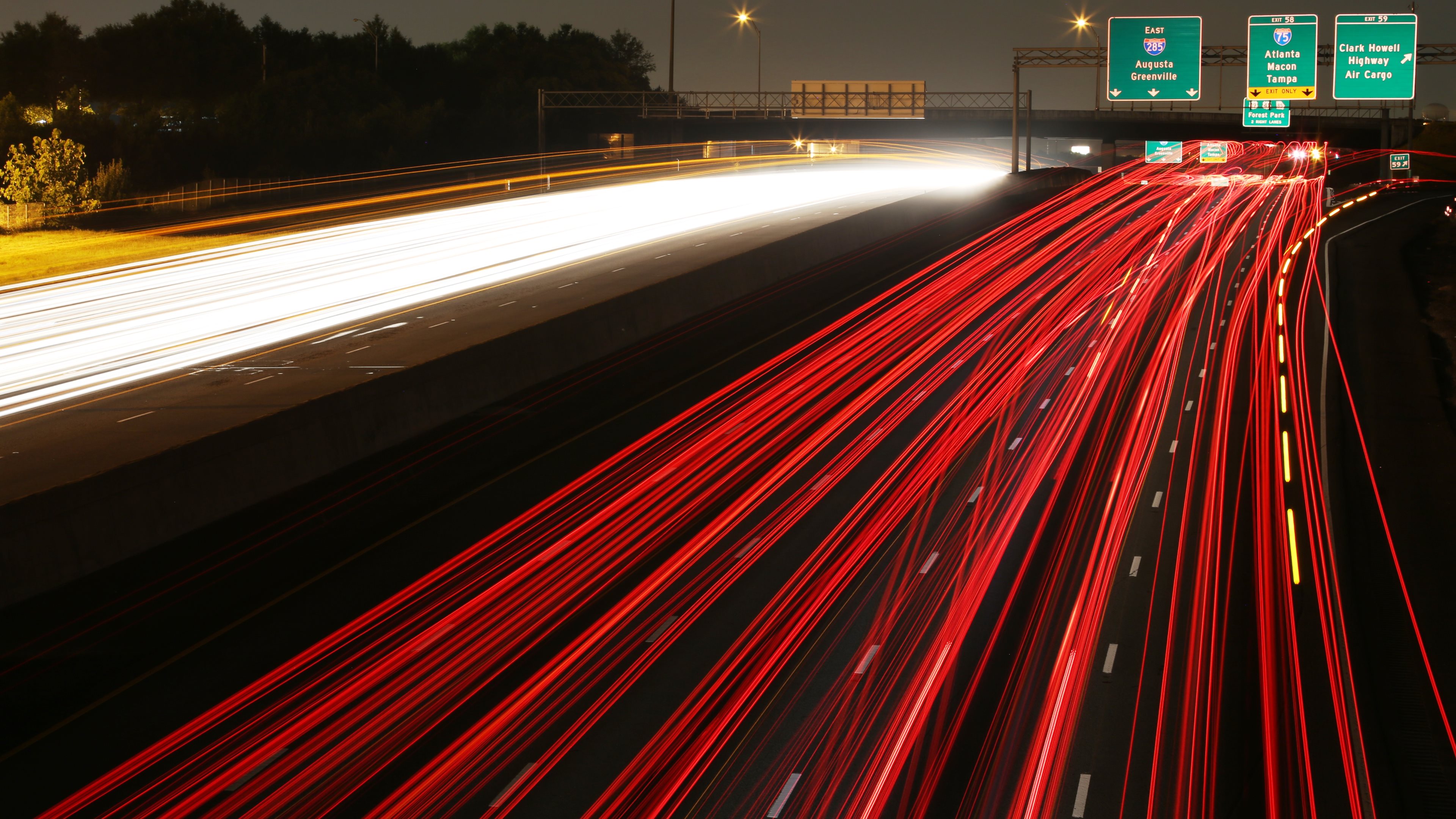 Cars Highways Long Exposure Motion Blur Night Time Traffic Lights ...