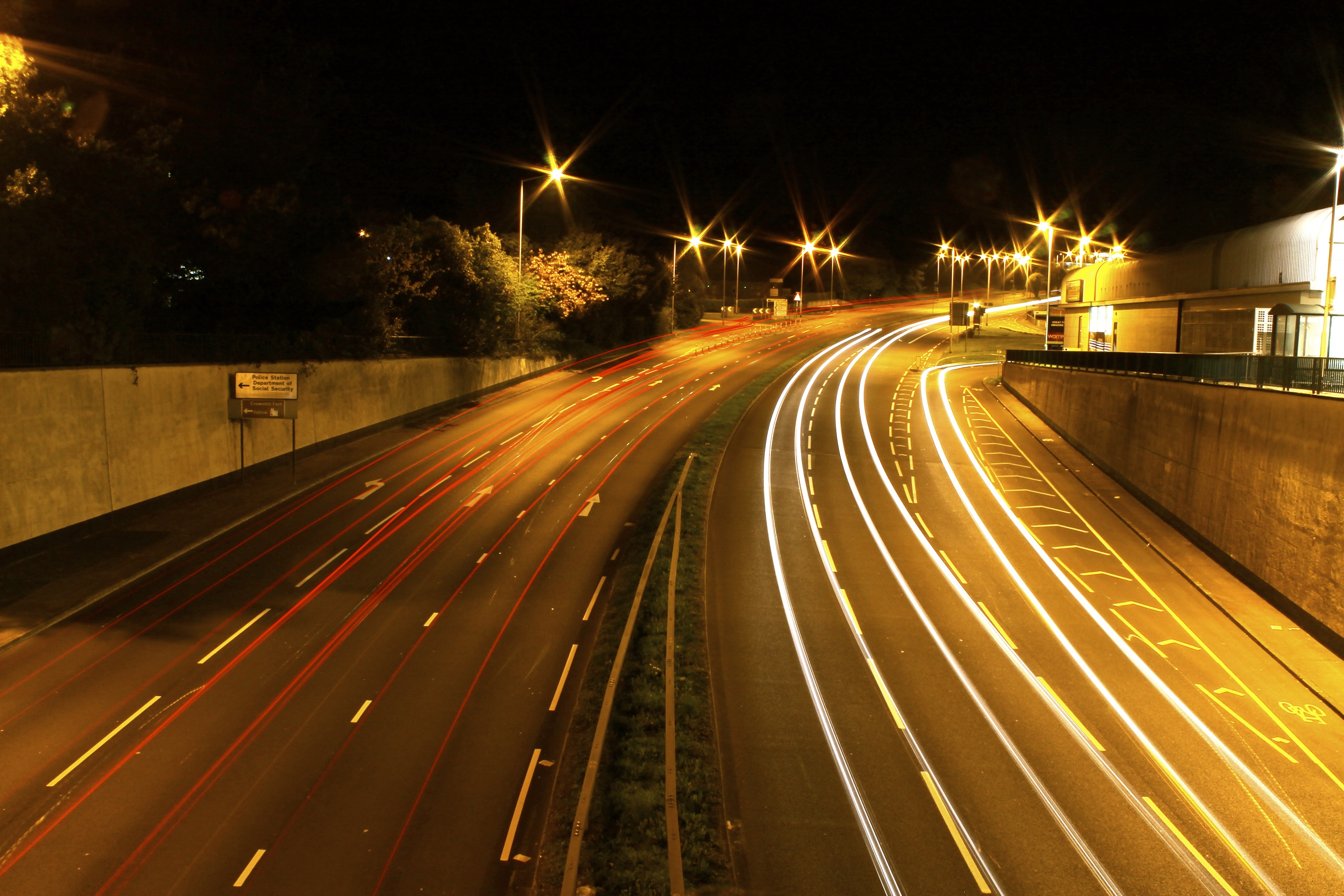 Free Images : highway, city, tunnel, downtown, motion, evening ...