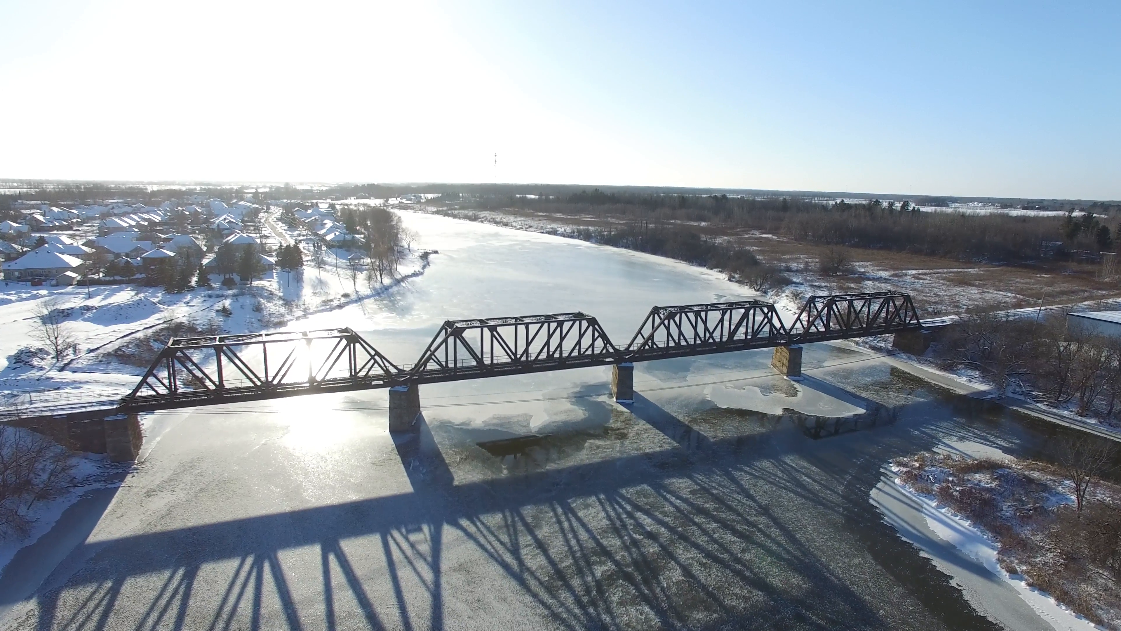 4k aerial train bridge winter Stock Video Footage - Videoblocks