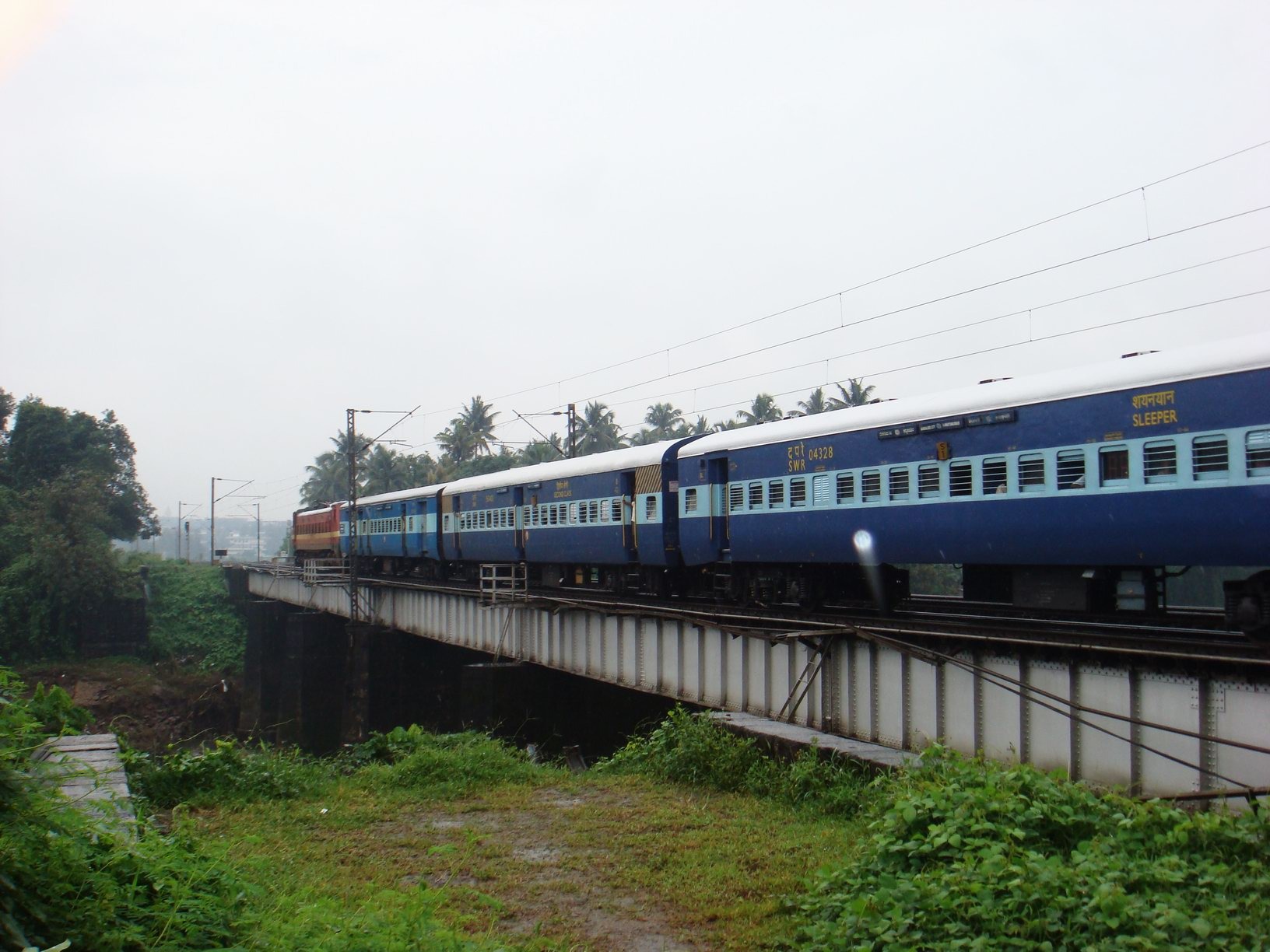 Train on Railway bridge in Kerala