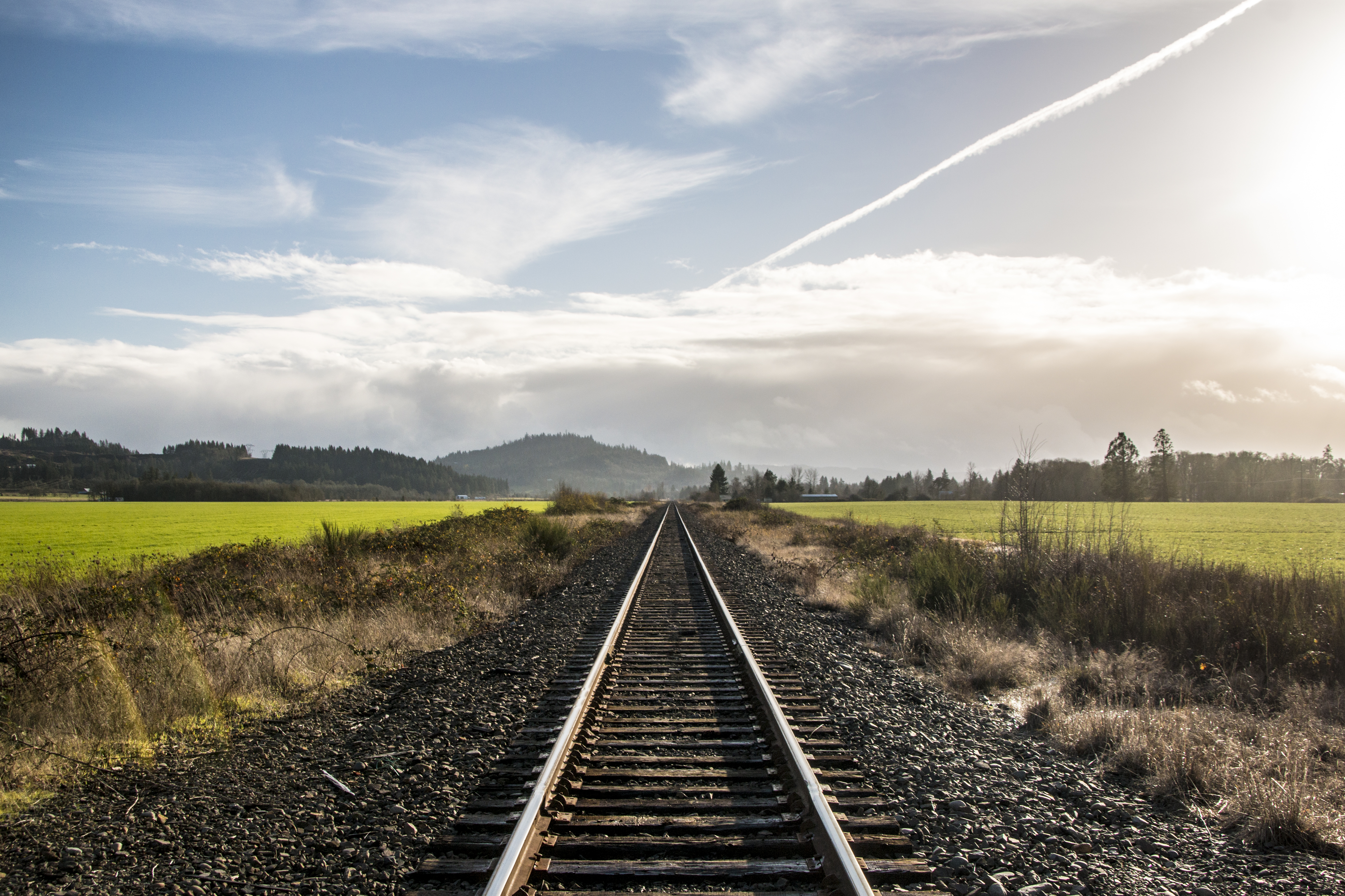 Train tracks, winter, willamette valley, oregon photo