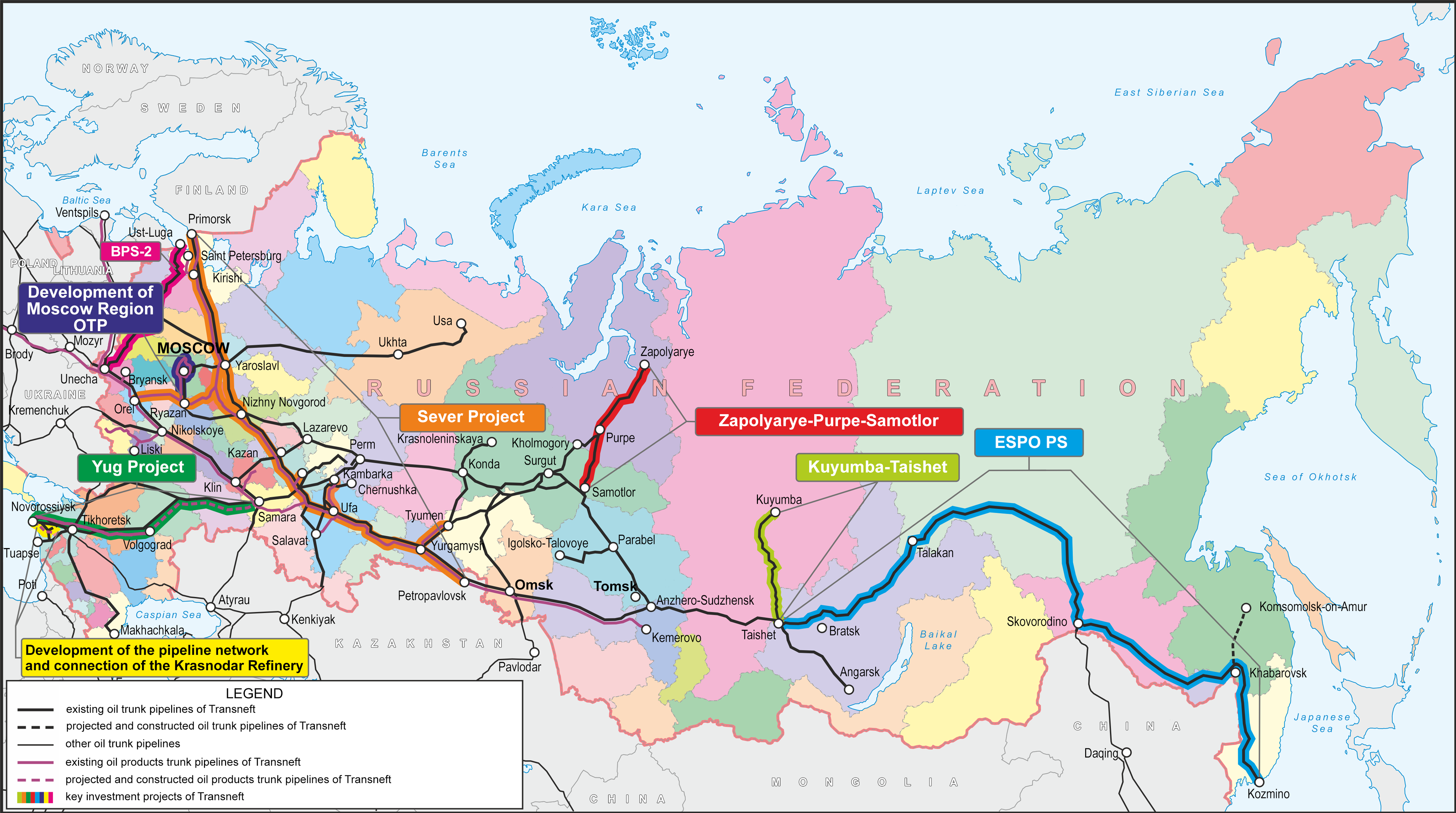 Schemes of trunk oil pipelines of Transneft - Transneft