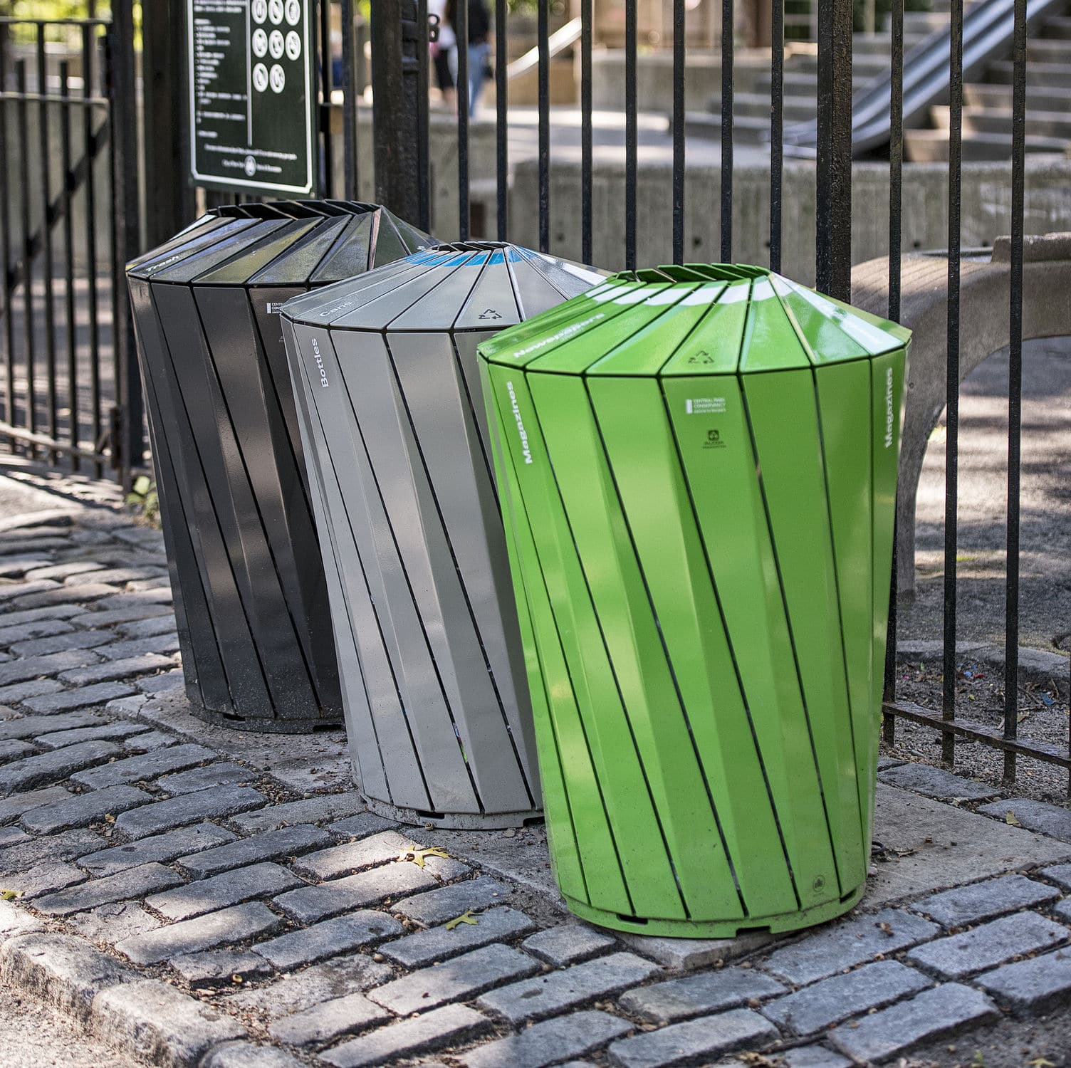 Public trash can / aluminum / recycling / contemporary - CENTRAL ...