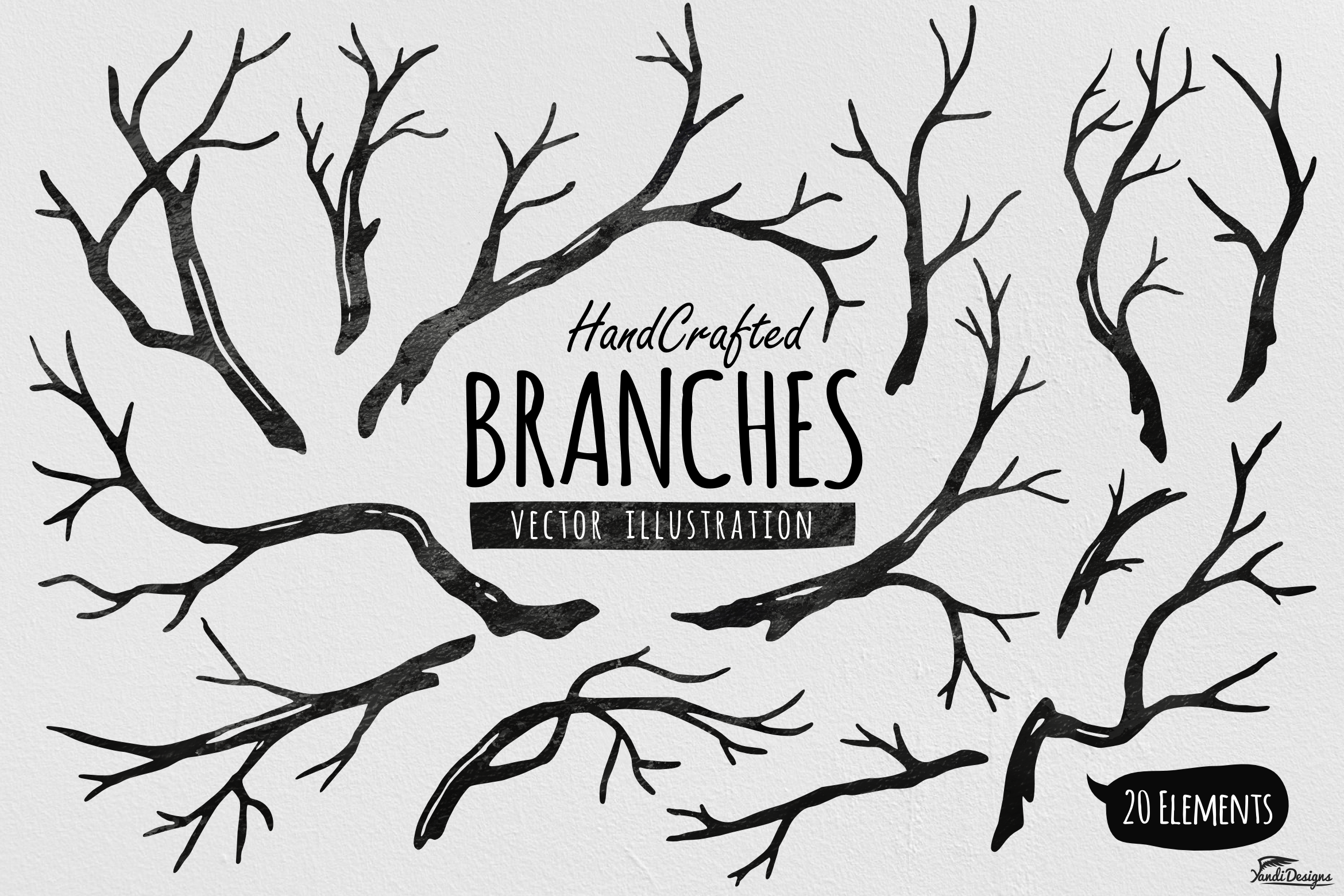 Hand Crafted Tree Branches Vector by Ya | Design Bundles