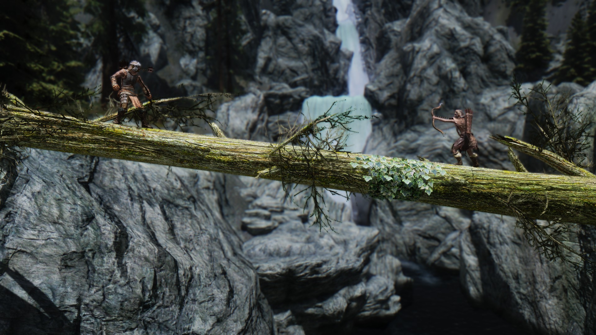 I had an archery battle on a fallen tree today. : skyrim