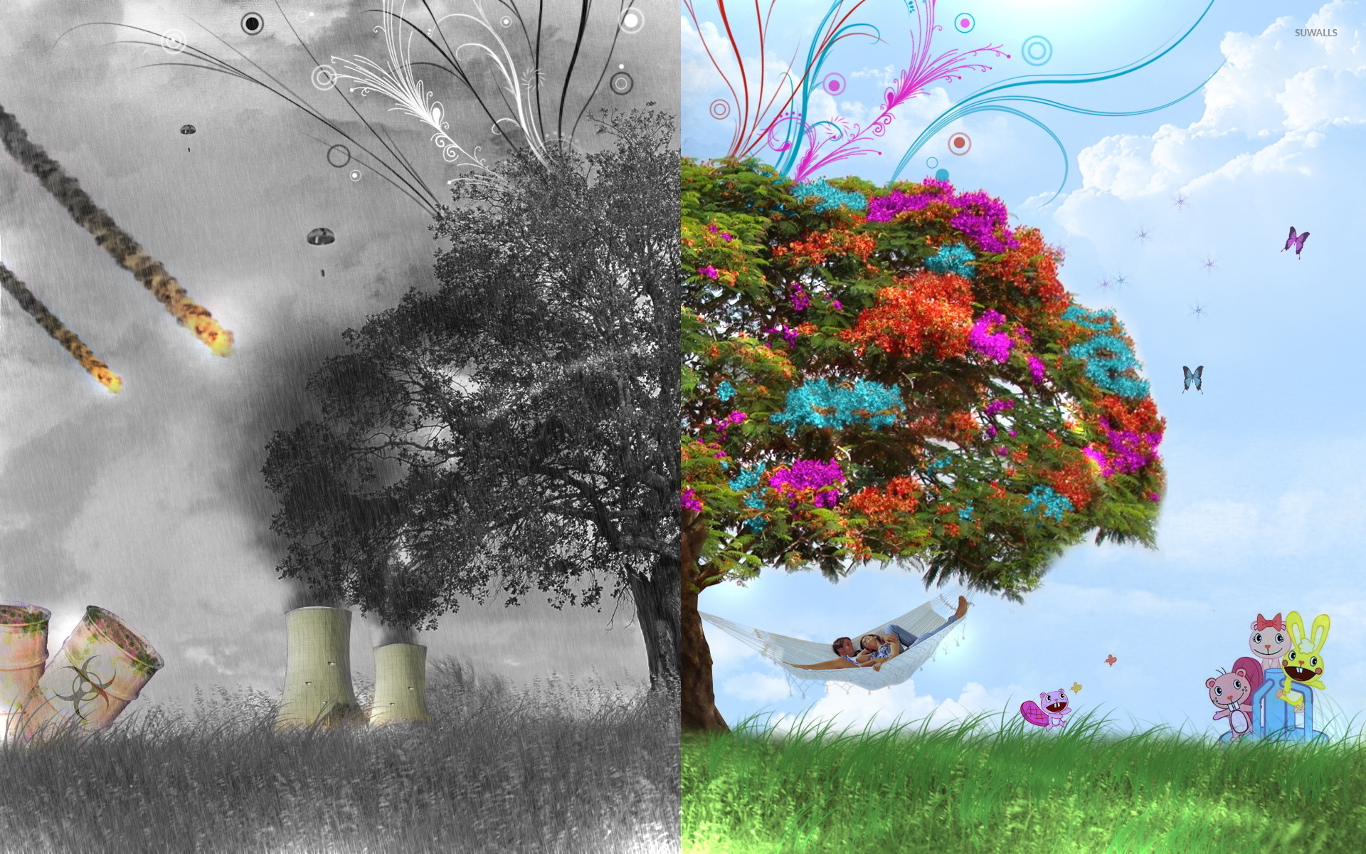 Contrast tree wallpaper - Digital Art wallpapers - #8958
